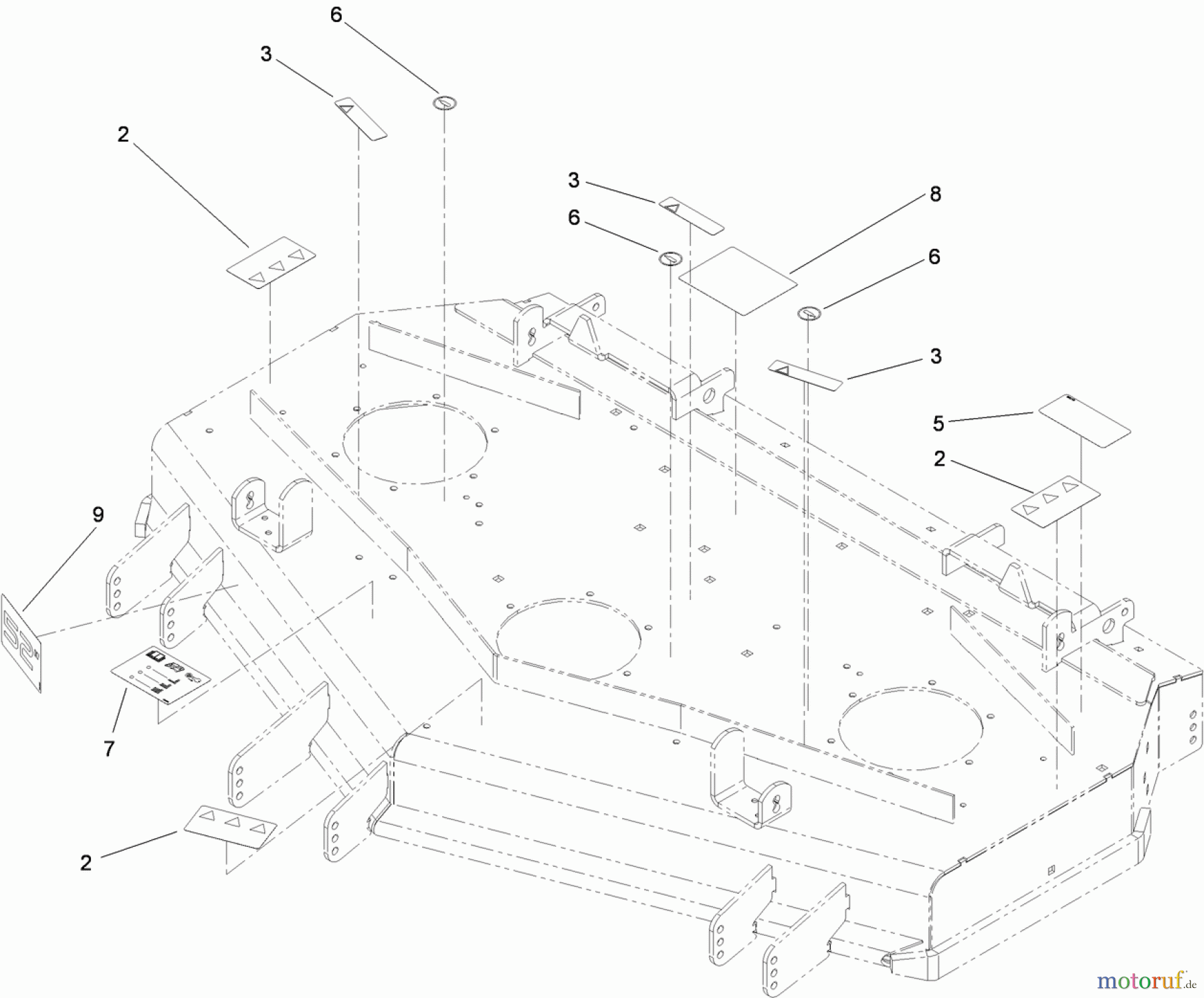  Zerto-Turn Mäher 74279TE (Z580-D) - Toro Z Master Mower, 52 Rear Discharge Deck (SN: 310000001 - 310999999) (2010) DECK DECAL ASSEMBLY NO. 114-4491