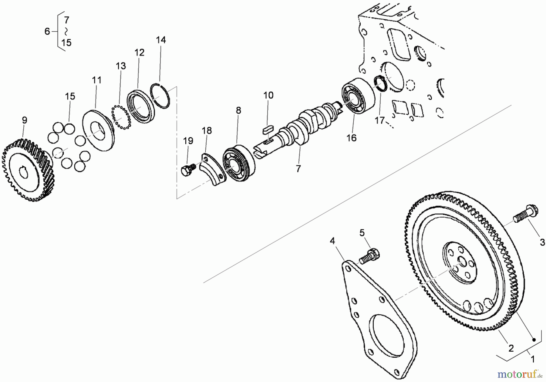  Zerto-Turn Mäher 74279TE (Z580-D) - Toro Z Master Mower, 52 Rear Discharge Deck (SN: 310000001 - 310999999) (2010) FLYWHEEL AND FUEL CAMSHAFT ASSEMBLY