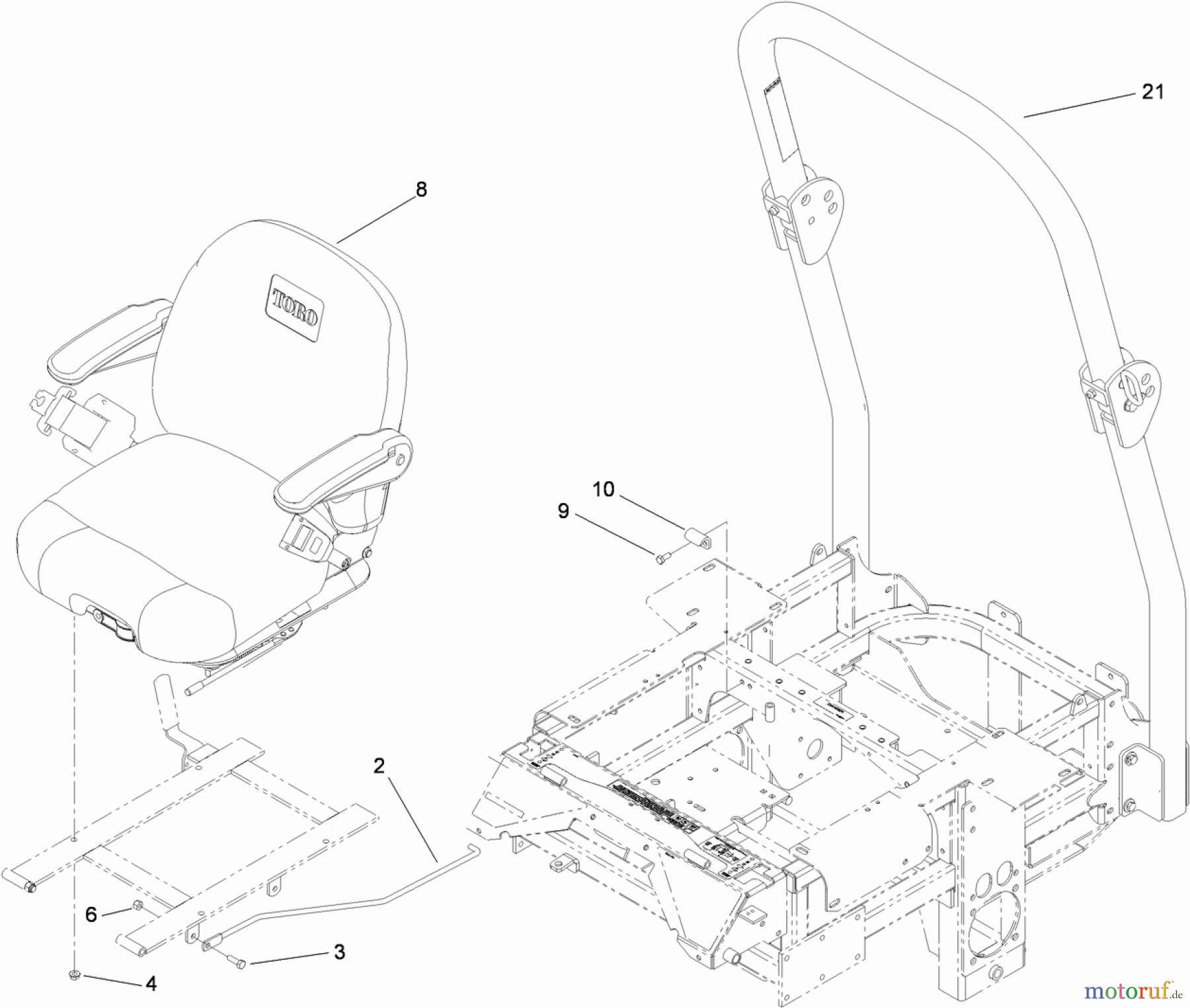  Zerto-Turn Mäher 74279TE (Z580-D) - Toro Z Master Mower, 52 Rear Discharge Deck (SN: 310000001 - 310999999) (2010) ROLL-OVER PROTECTION SYSTEM ASSEMBLY