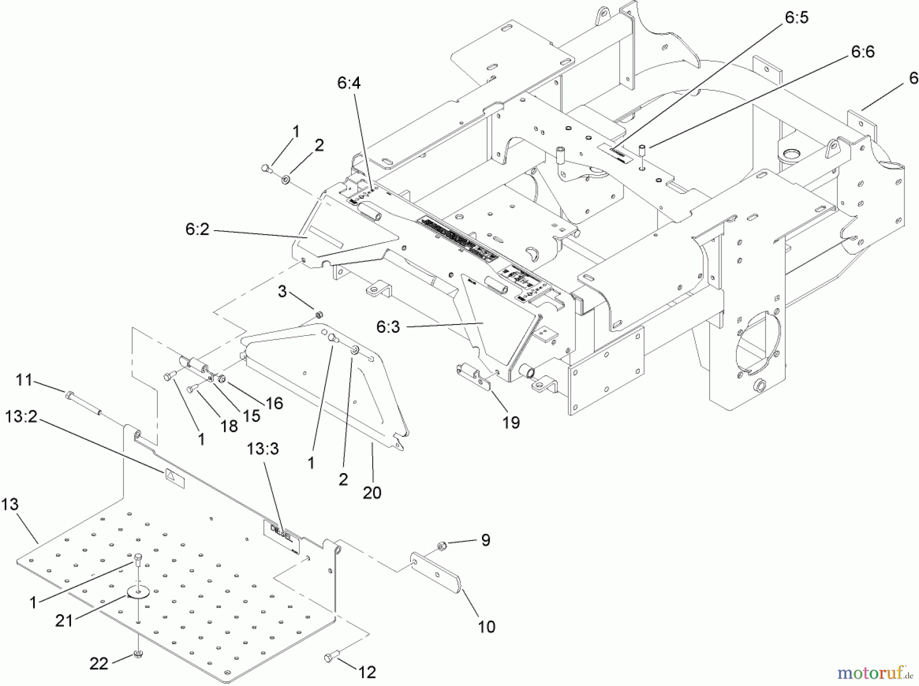  Zerto-Turn Mäher 74279TE (Z593-D) - Toro Z Master Mower, 52 Rear Discharge Deck (SN: 270000001 - 270999999) (2007) TRACTION FRAME AND FLOOR PAN ASSEMBLY