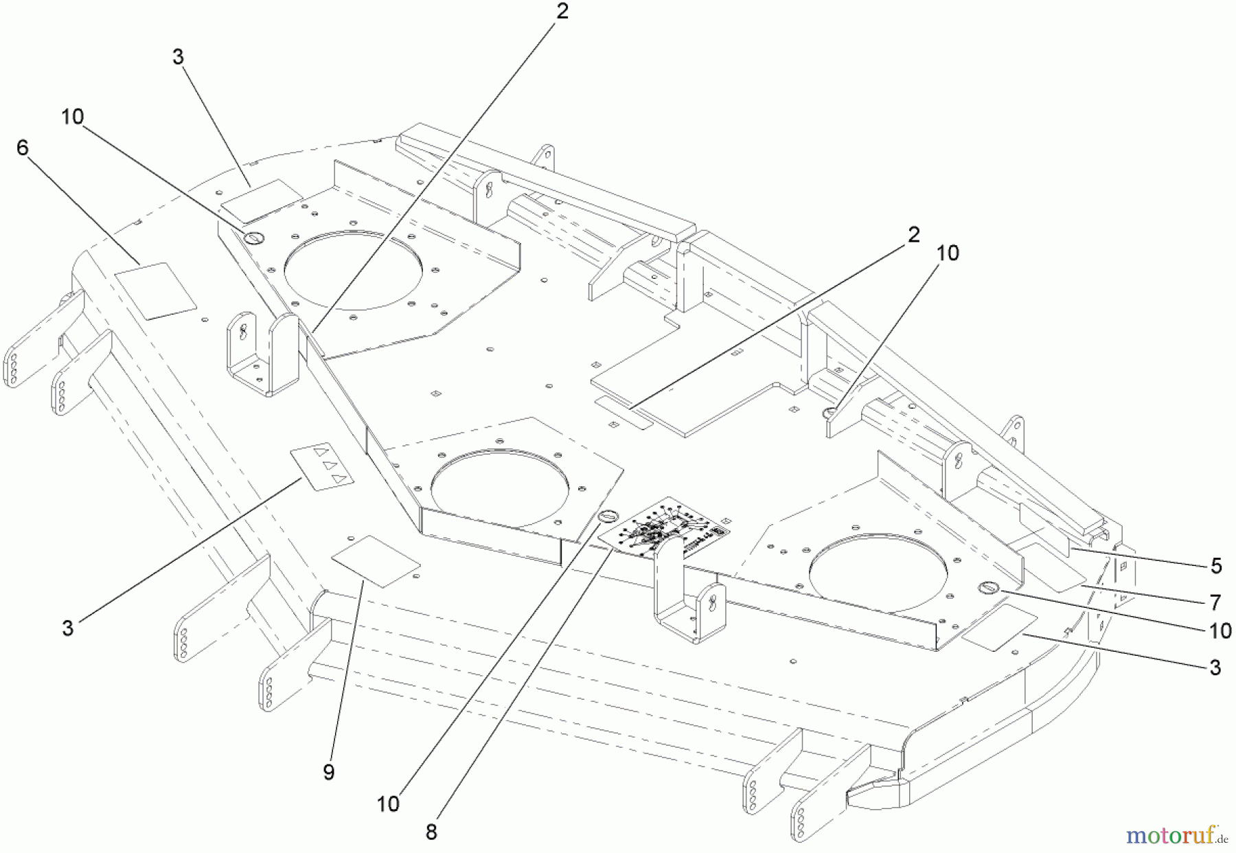  Zerto-Turn Mäher 74280TE (Z597-D) - Toro Z Master Mower, 62 Rear Discharge Deck (SN: 260000001 - 260999999) (2006) DECK DECAL ASSEMBLY NO. 110-5571