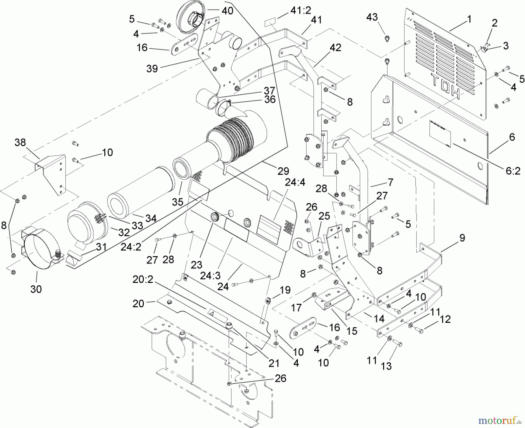  Zerto-Turn Mäher 74280TE (Z597-D) - Toro Z Master Mower, 62 Rear Discharge Deck (SN: 260000001 - 260999999) (2006) FRONT AND REAR ENGINE COVER ASSEMBLY