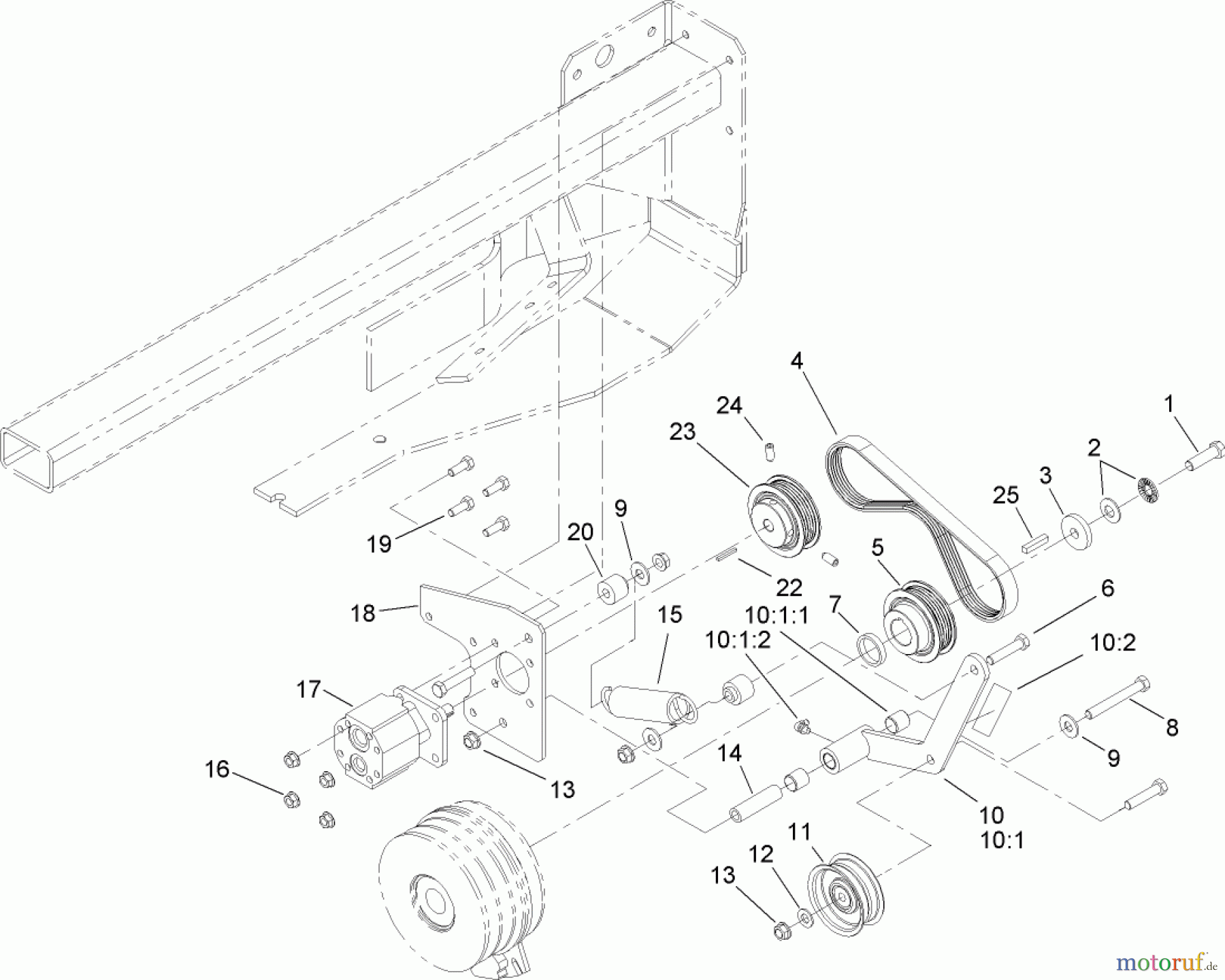  Zerto-Turn Mäher 74280TE (Z597-D) - Toro Z Master Mower, 62 Rear Discharge Deck (SN: 270000001 - 270999999) (2007) COOLING PUMP DRIVE ASSEMBLY