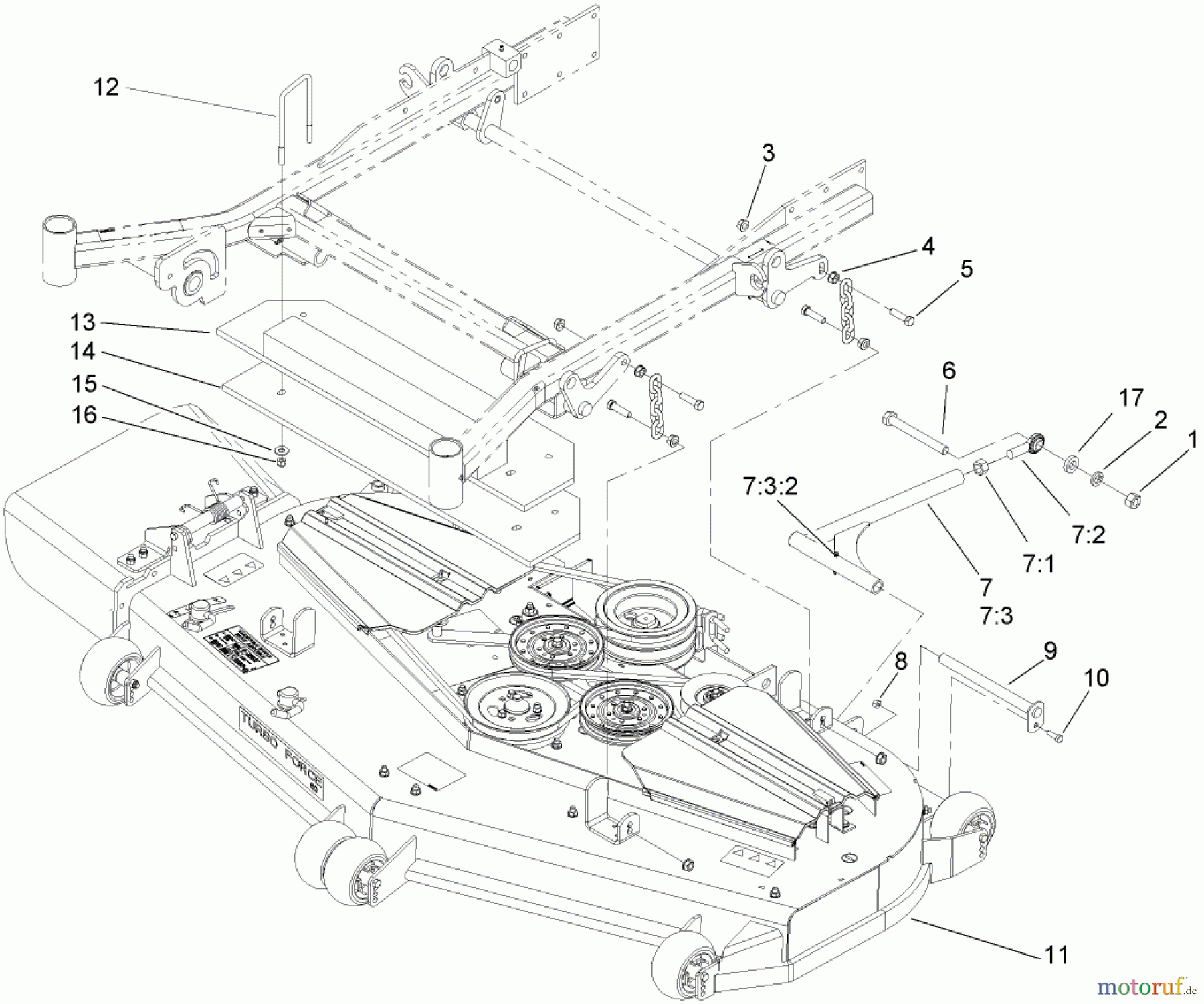  Zerto-Turn Mäher 74280TE (Z597-D) - Toro Z Master Mower, 62 Rear Discharge Deck (SN: 270000001 - 270999999) (2007) DECK CONNECTION ASSEMBLY