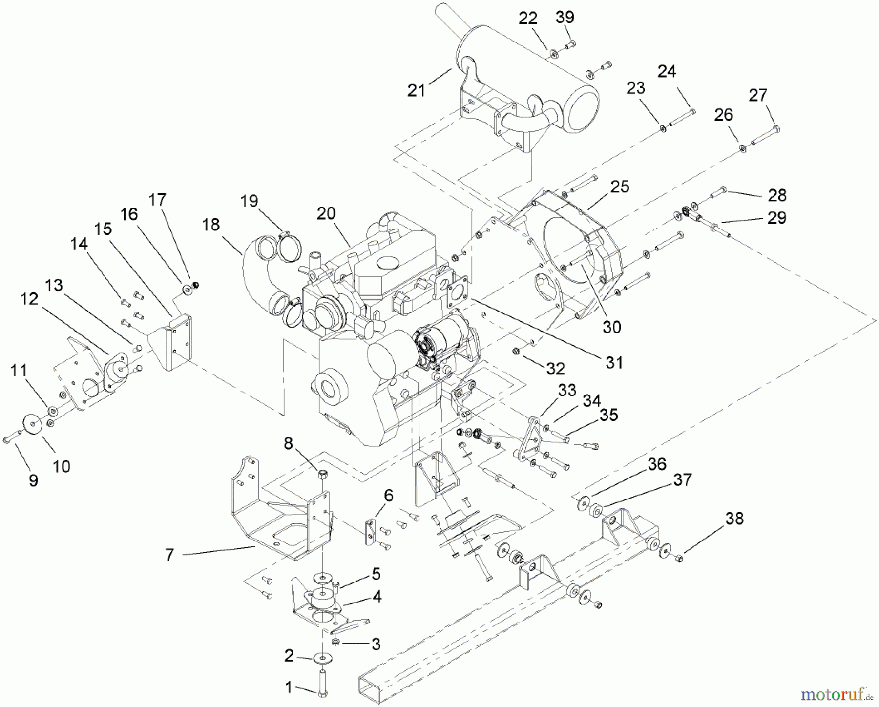  Zerto-Turn Mäher 74280TE (Z597-D) - Toro Z Master Mower, 62 Rear Discharge Deck (SN: 270000001 - 270999999) (2007) ENGINE MOUNT ASSEMBLY