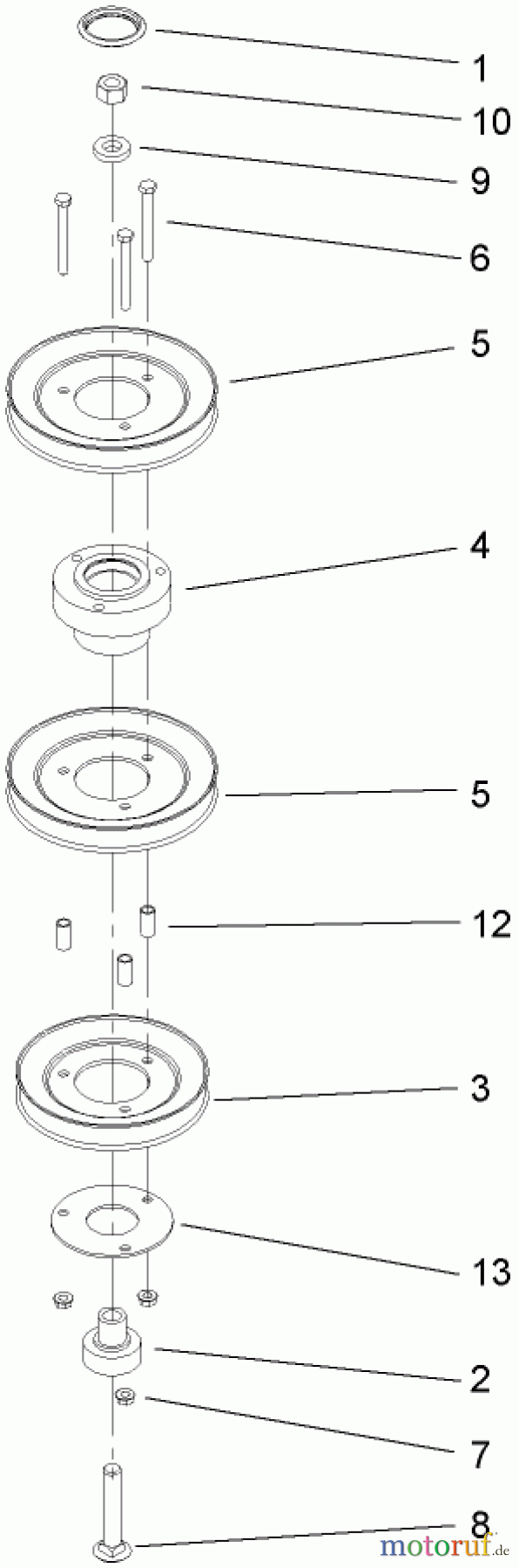  Zerto-Turn Mäher 74280TE (Z597-D) - Toro Z Master Mower, 62 Rear Discharge Deck (SN: 270000001 - 270999999) (2007) PULLY ASSEMBLY NO. 110-1592