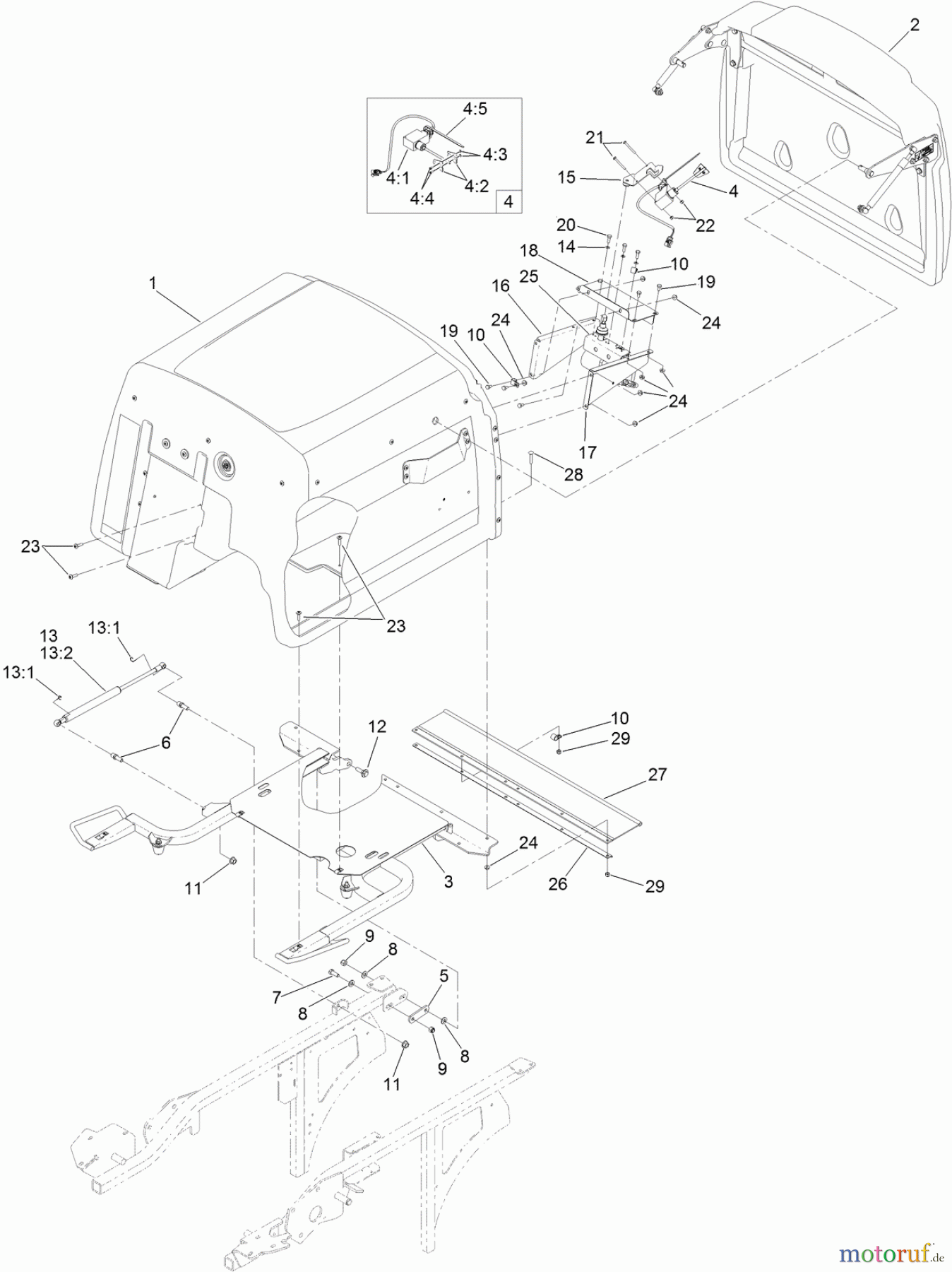  Zerto-Turn Mäher 74310 - Toro Z Master 8000 Series Riding Mower, with 42in Direct-Collect Cutting Unit (SN: 314000001 - 314999999) (2014) HOPPER MOUNTING ASSEMBLY