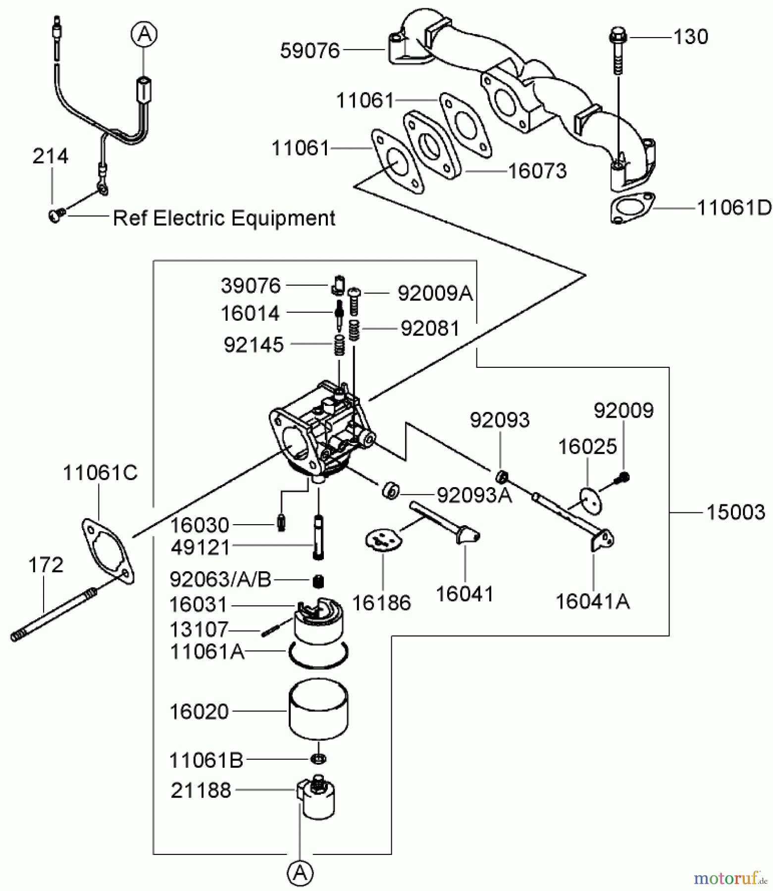  Zerto-Turn Mäher 74408TE (Z300) - Toro Z Master Mower, 86cm 7-Gauge Side Discharge Deck (SN: 280000001 - 280999999) (2008) CARBURETOR ASSEMBLY KAWASAKI FH580V-AS50-R