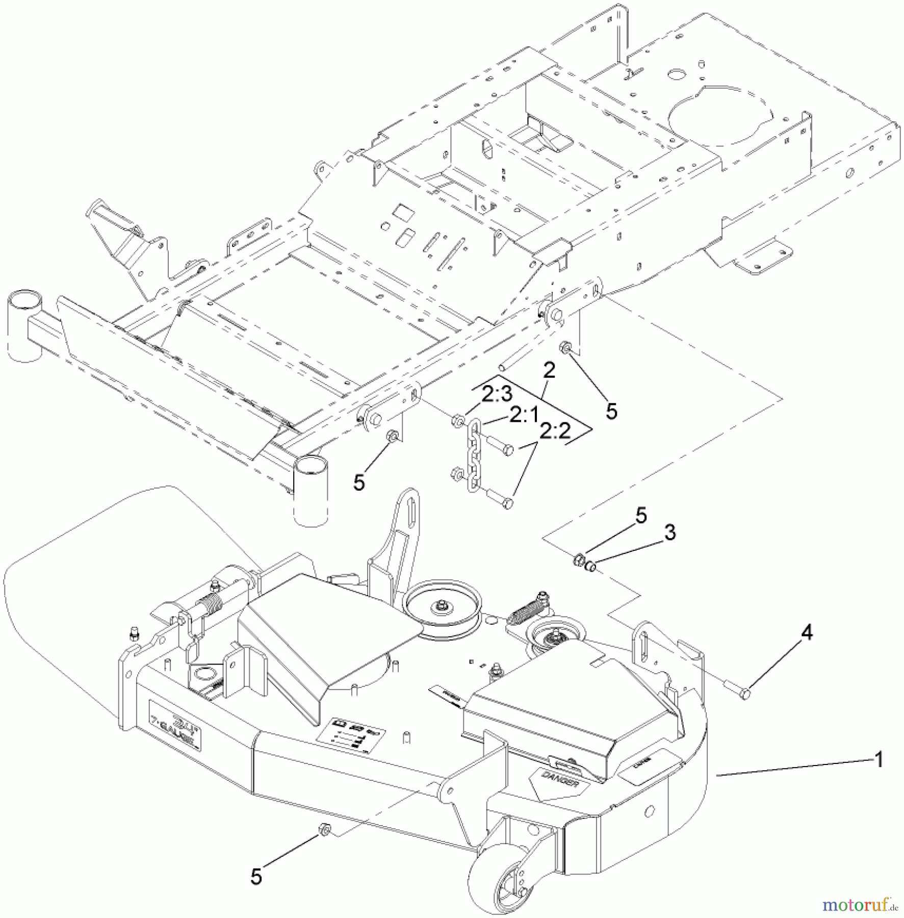  Zerto-Turn Mäher 74408TE (Z300) - Toro Z Master Mower, 86cm 7-Gauge Side Discharge Deck (SN: 280000001 - 280999999) (2008) DECK CONNECTION ASSEMBLY