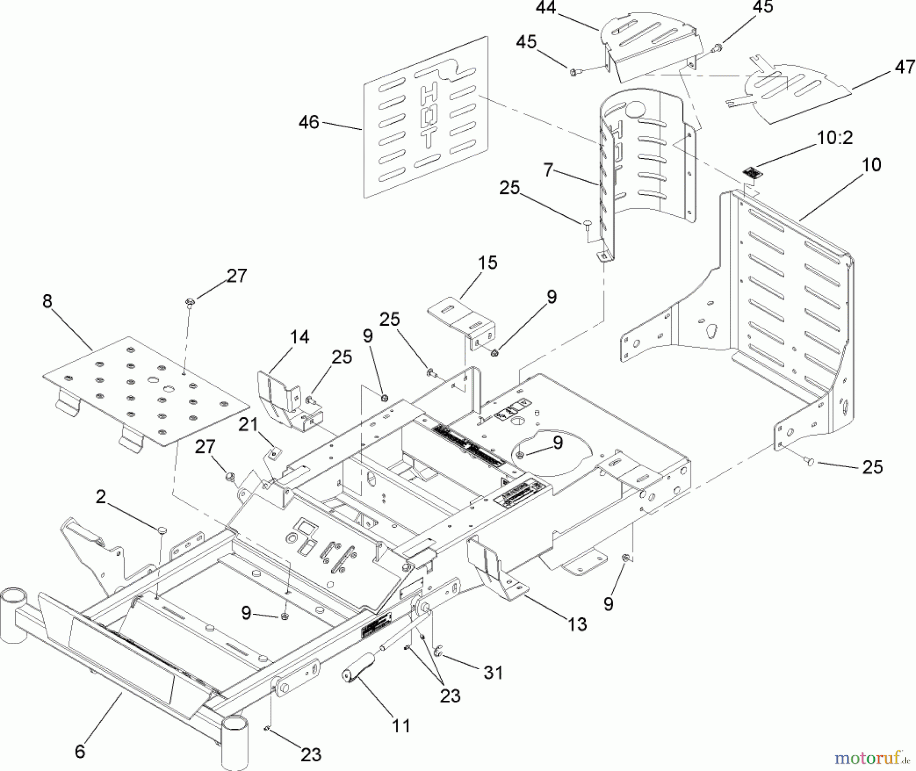  Zerto-Turn Mäher 74408TE (Z300) - Toro Z Master Mower, 86cm 7-Gauge Side Discharge Deck (SN: 280000001 - 280999999) (2008) FRONT FRAME ASSEMBLY