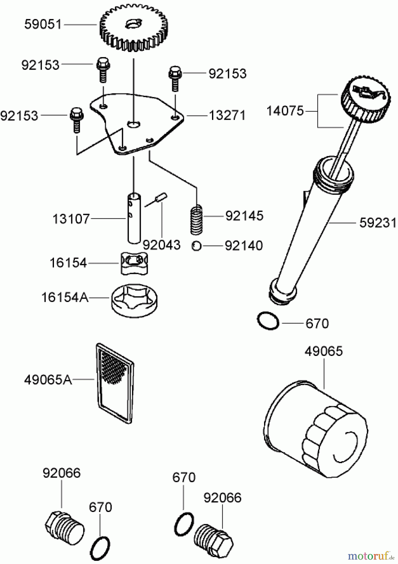  Zerto-Turn Mäher 74408TE (Z334) - Toro Z Master Mower, 86cm 7-Gauge Side Discharge Deck (SN: 270000701 - 270999999) (2007) LUBRICATION EQUIPMENT ASSEMBLY KAWASAKI FH580V-AS50-R