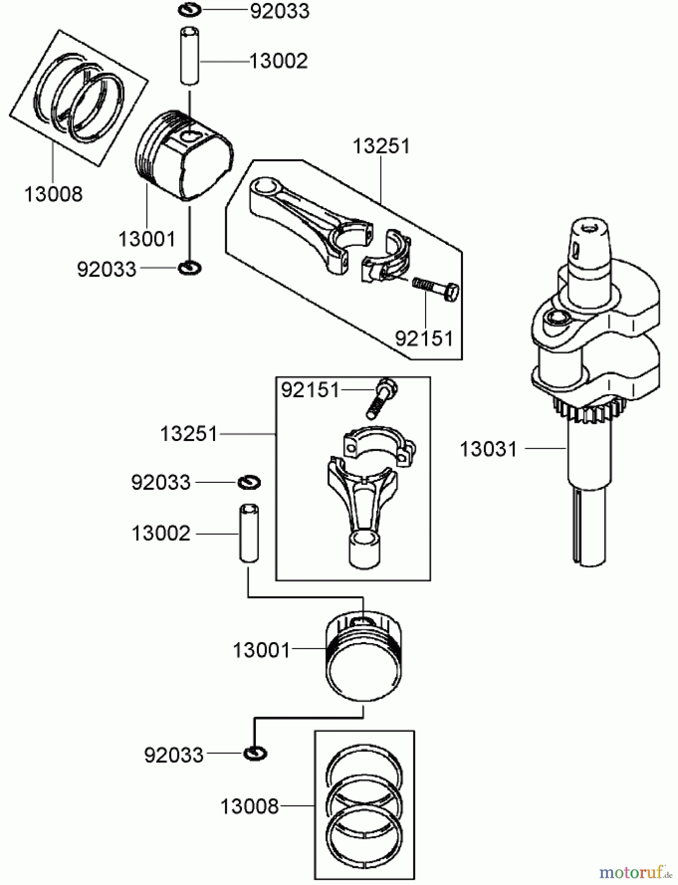  Zerto-Turn Mäher 74408TE (Z300) - Toro Z Master Mower, 86cm 7-Gauge Side Discharge Deck (SN: 280000001 - 280999999) (2008) PISTON AND CRANKSHAFT ASSEMBLY KAWASAKI FH580V-AS50-R