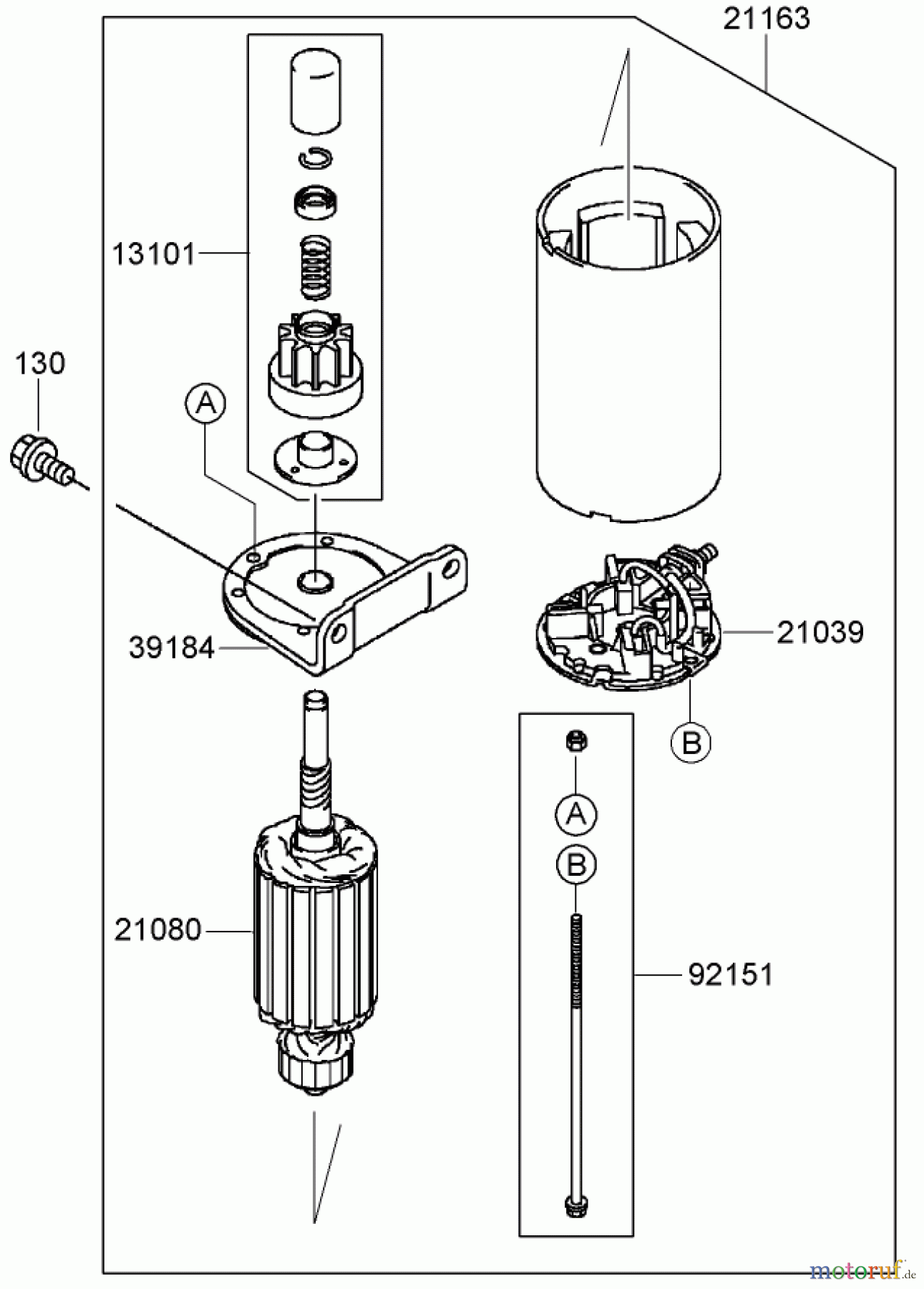  Zerto-Turn Mäher 74408TE (Z334) - Toro Z Master Mower, 86cm 7-Gauge Side Discharge Deck (SN: 270000701 - 270999999) (2007) STARTER ASSEMBLY KAWASAKI FH580V-AS50-R