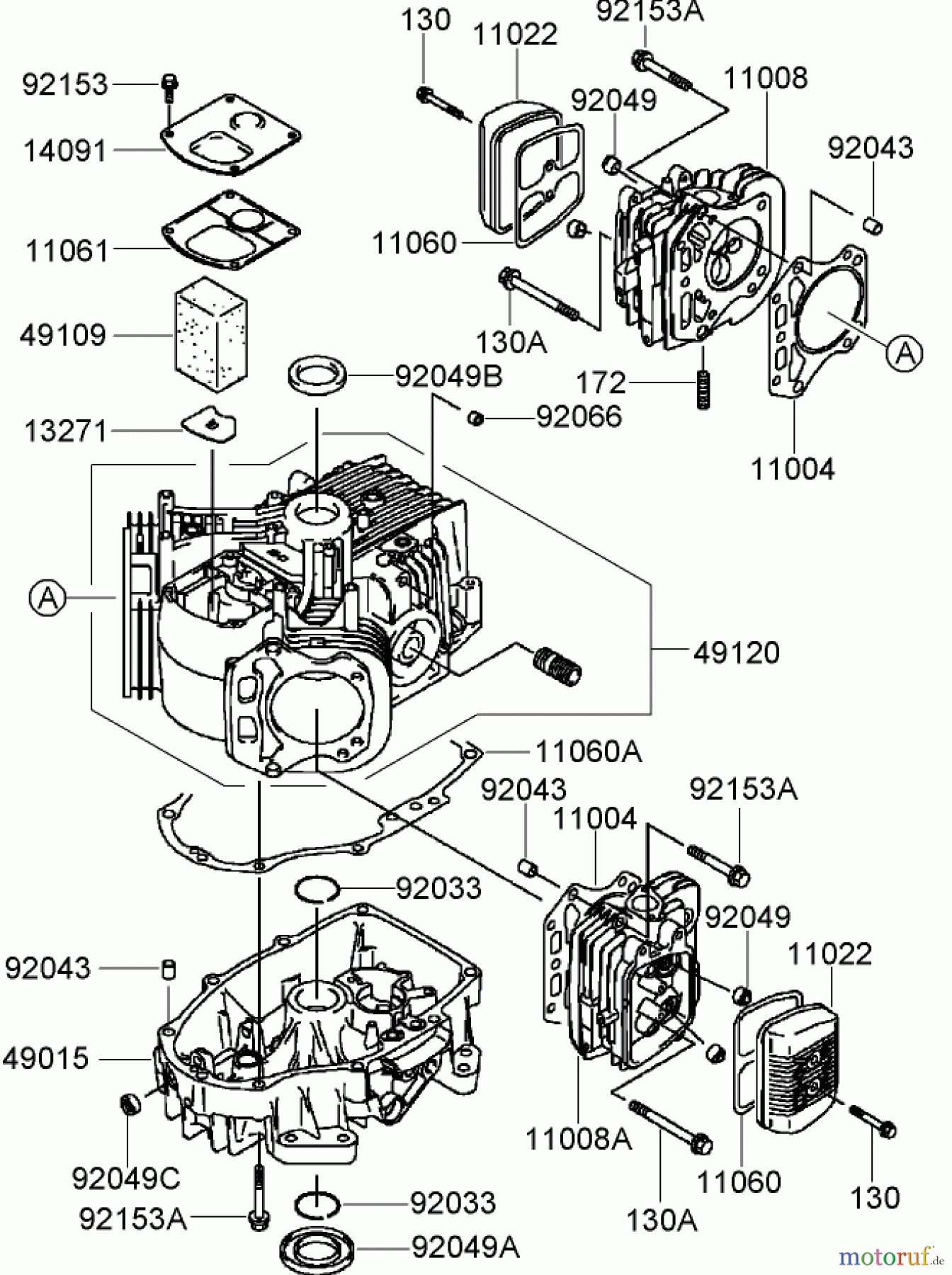  Zerto-Turn Mäher 74408TE (Z334) - Toro Z Master Mower, 86cm 7-Gauge Side Discharge Deck (SN: 270000001 - 270000700) (2007) CYLINDER AND CRANKCASE ASSEMBLY KAWASAKI FH580V-AS50-R