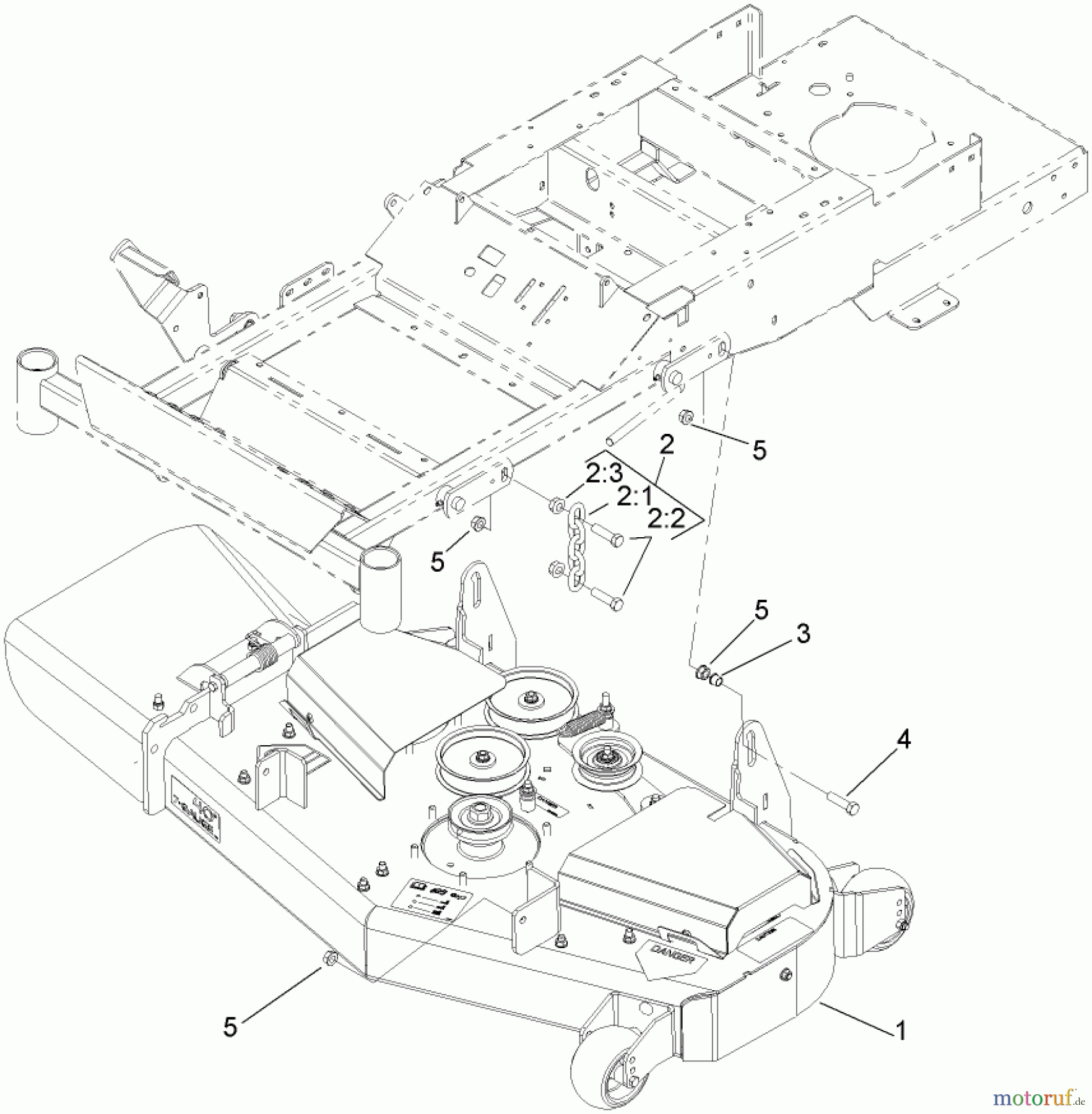  Zerto-Turn Mäher 74408TE (Z334) - Toro Z Master Mower, 86cm 7-Gauge Side Discharge Deck (SN: 270000001 - 270000700) (2007) DECK CONNECTION ASSEMBLY