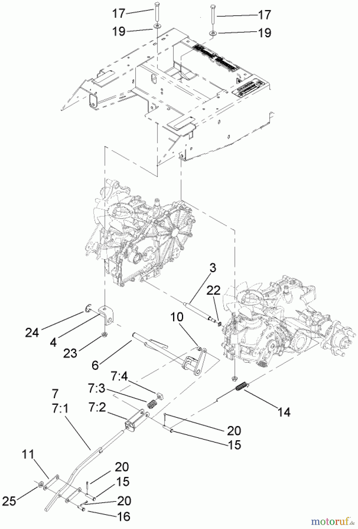  Zerto-Turn Mäher 74409TE (Z340) - Toro Z Master Mower, 102cm 7-Gauge Side Discharge Deck (SN: 270000701 - 270999999) (2007) BRAKE LINKAGE ASSEMBLY