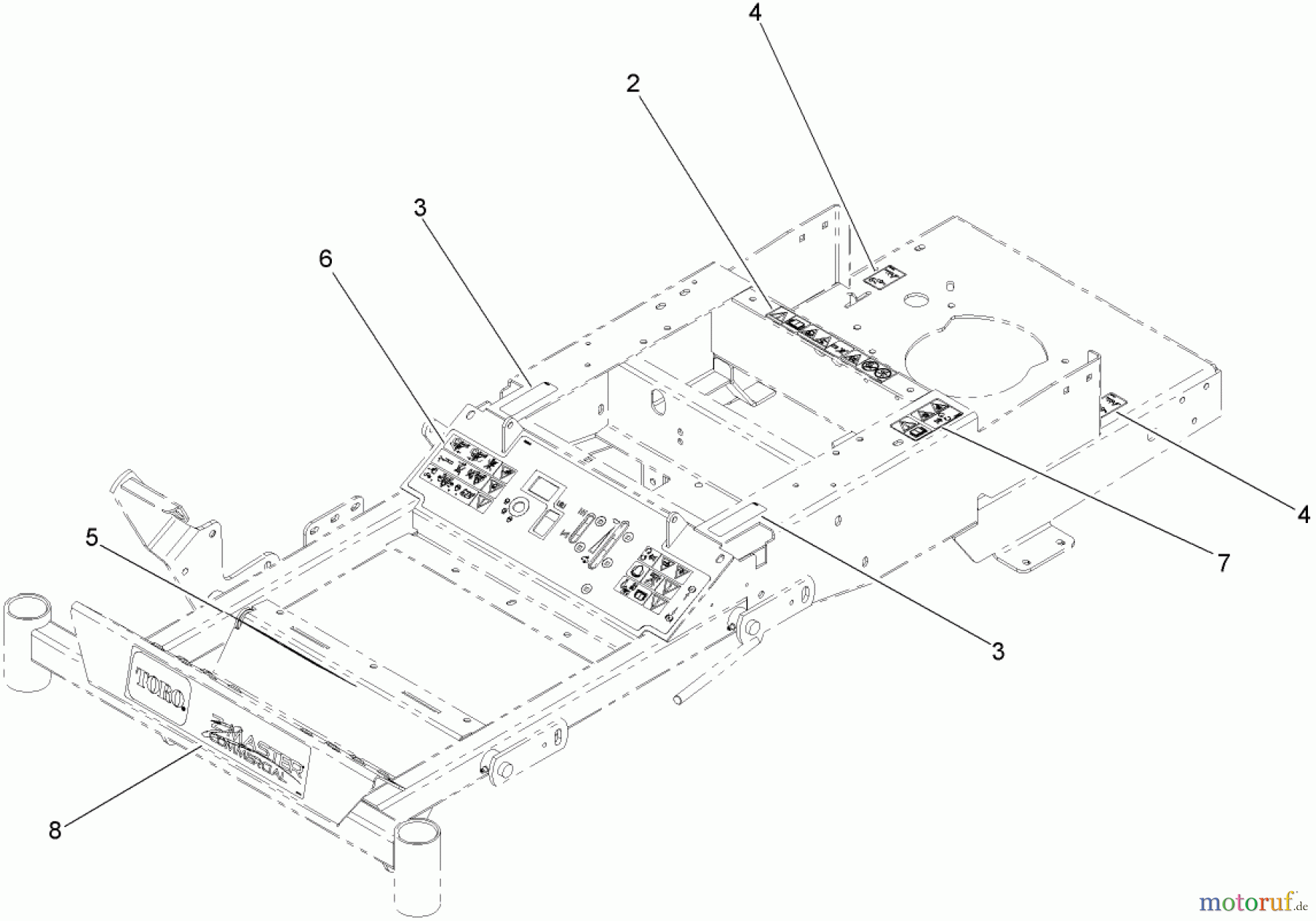  Zerto-Turn Mäher 74409TE (Z340) - Toro Z Master Mower, 102cm 7-Gauge Side Discharge Deck (SN: 270000001 - 270000700) (2007) FRAME DECAL ASSEMBLY NO. 112-3796