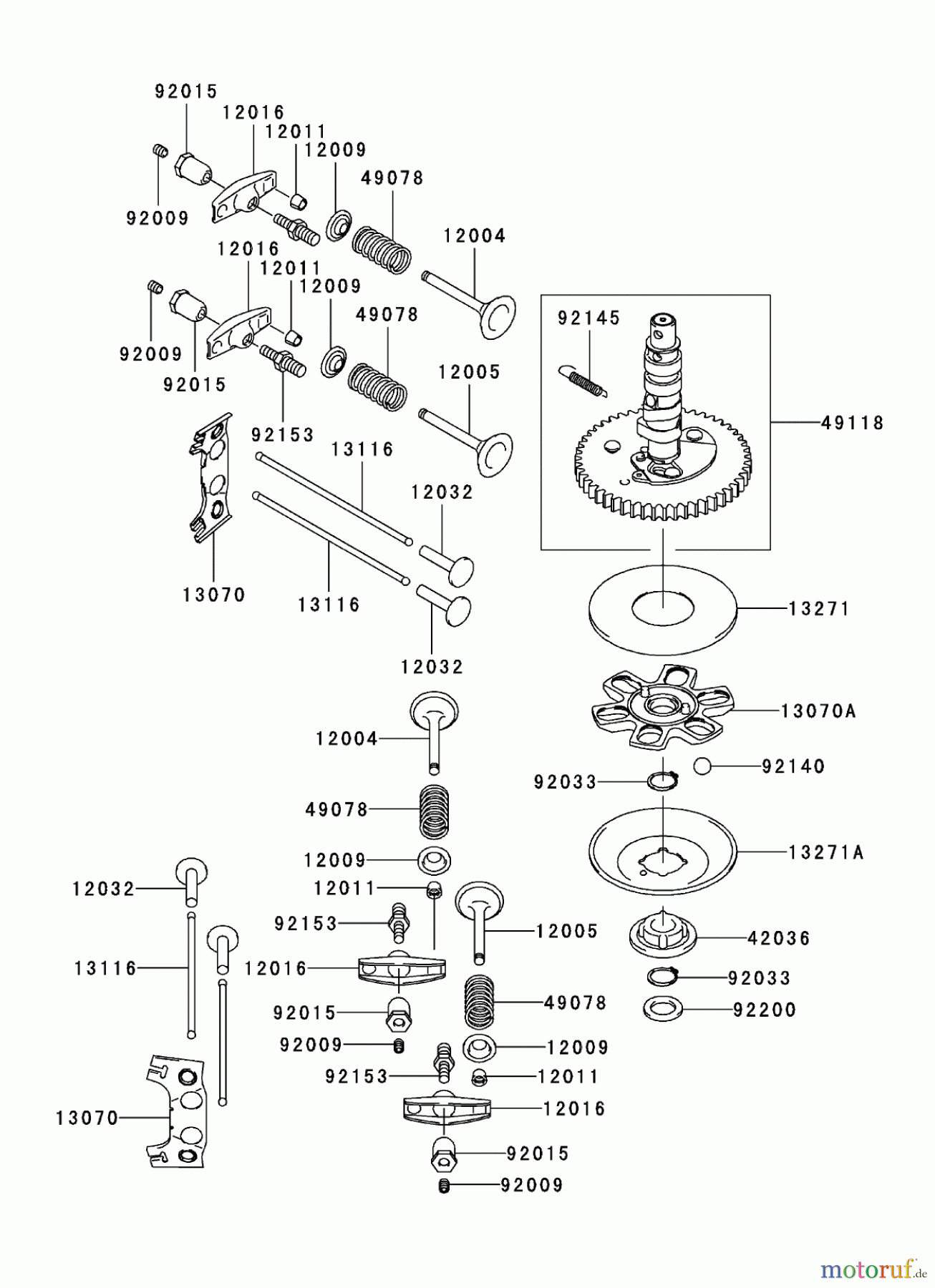  Zerto-Turn Mäher 74411TE (Z149) - Toro Z Master Mower, 112cm SFS Side Discharge Deck (SN: 250000001 - 250999999) (2005) VALVE / CAMSHAFT ASSEMBLY  KAWASAKI FH580V AS29