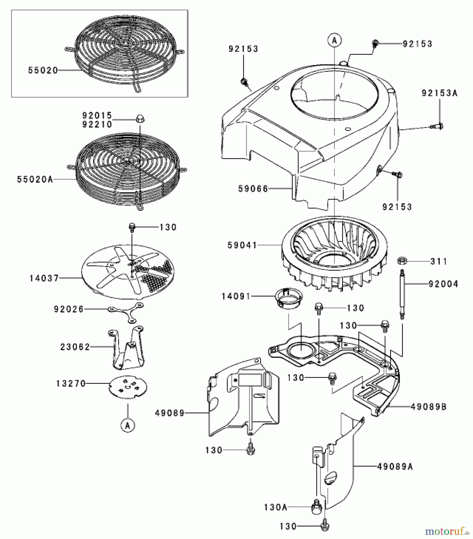  Zerto-Turn Mäher 74416TE (Z453) - Toro Z Master Mower, 132cm TURBO FORCE Side Discharge Deck (SN: 250000001 - 250005000) (2005) COOLING EQUIPMENT ASSEMBLY KAWASAKI FH680V-AS21