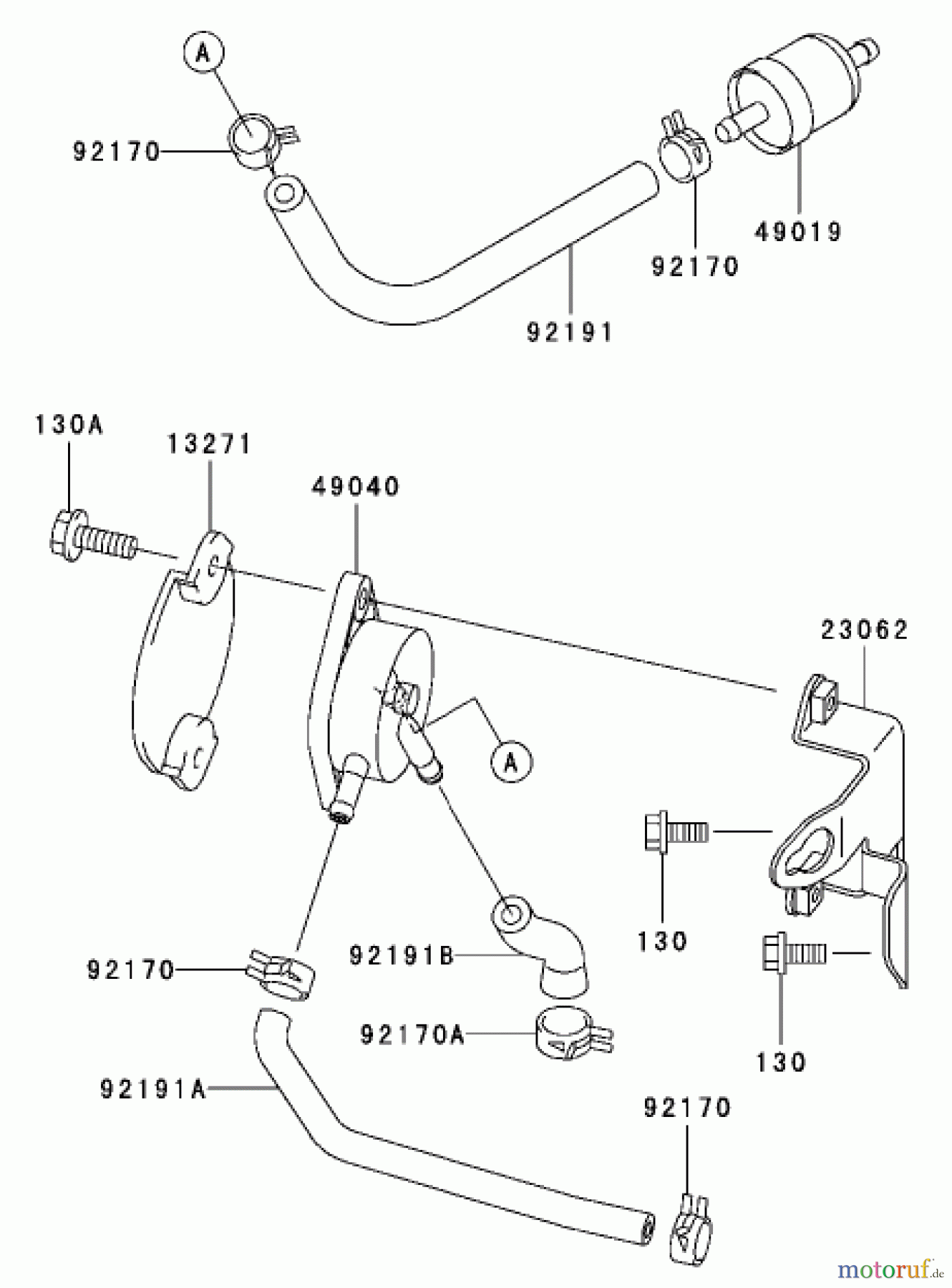  Zerto-Turn Mäher 74416TE (Z453) - Toro Z Master Mower, 132cm TURBO FORCE Side Discharge Deck (SN: 250000001 - 250005000) (2005) FUEL TANK / FUEL VALVE ASSEMBLY KAWASAKI FH680V-AS21