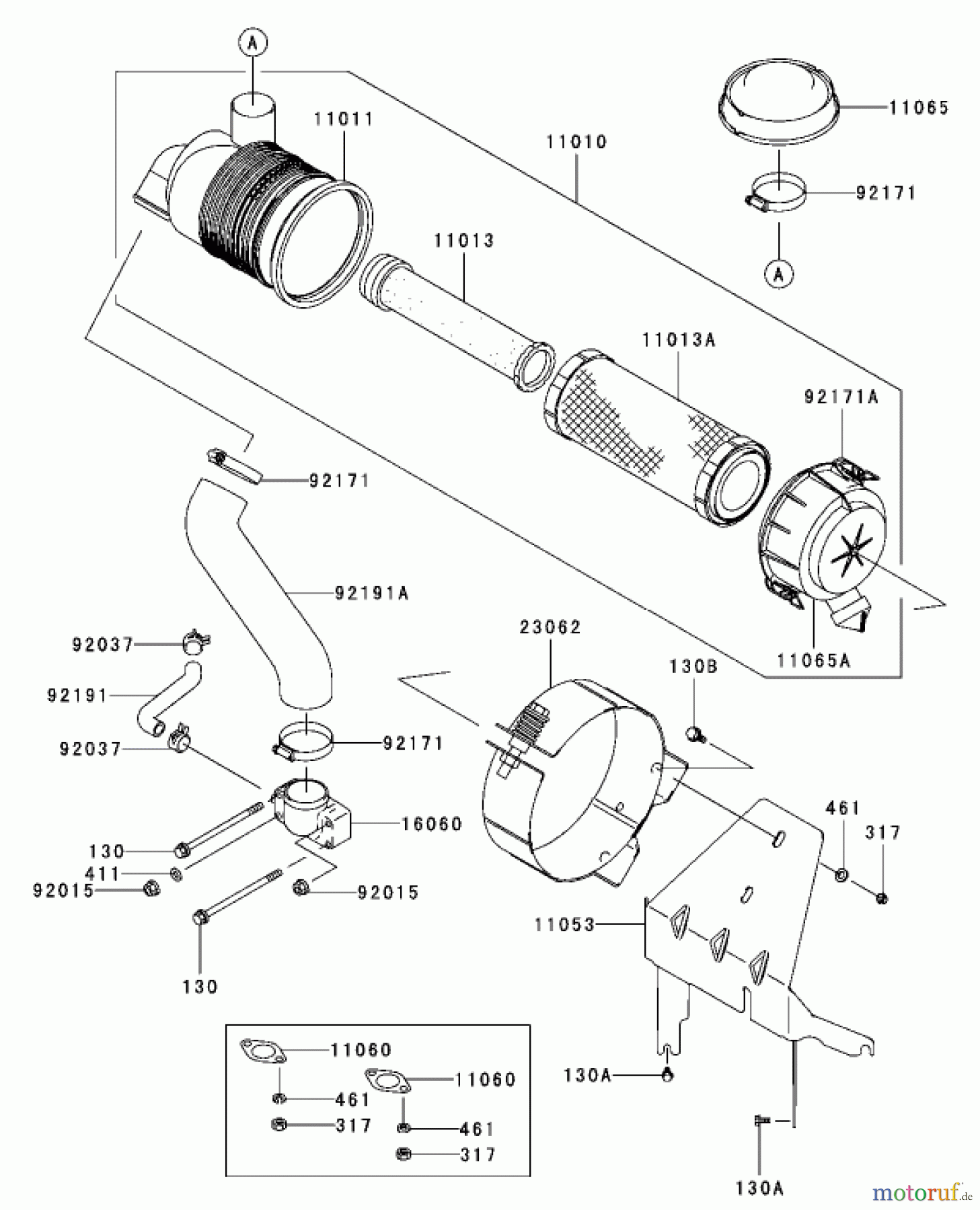  Zerto-Turn Mäher 74416TE (Z453) - Toro Z Master Mower, 132cm TURBO FORCE Side Discharge Deck (SN: 260000001 - 260999999) (2006) AIR FILTER AND MUFFLER ASSEMBLY KAWASAKI FH680V-AS21