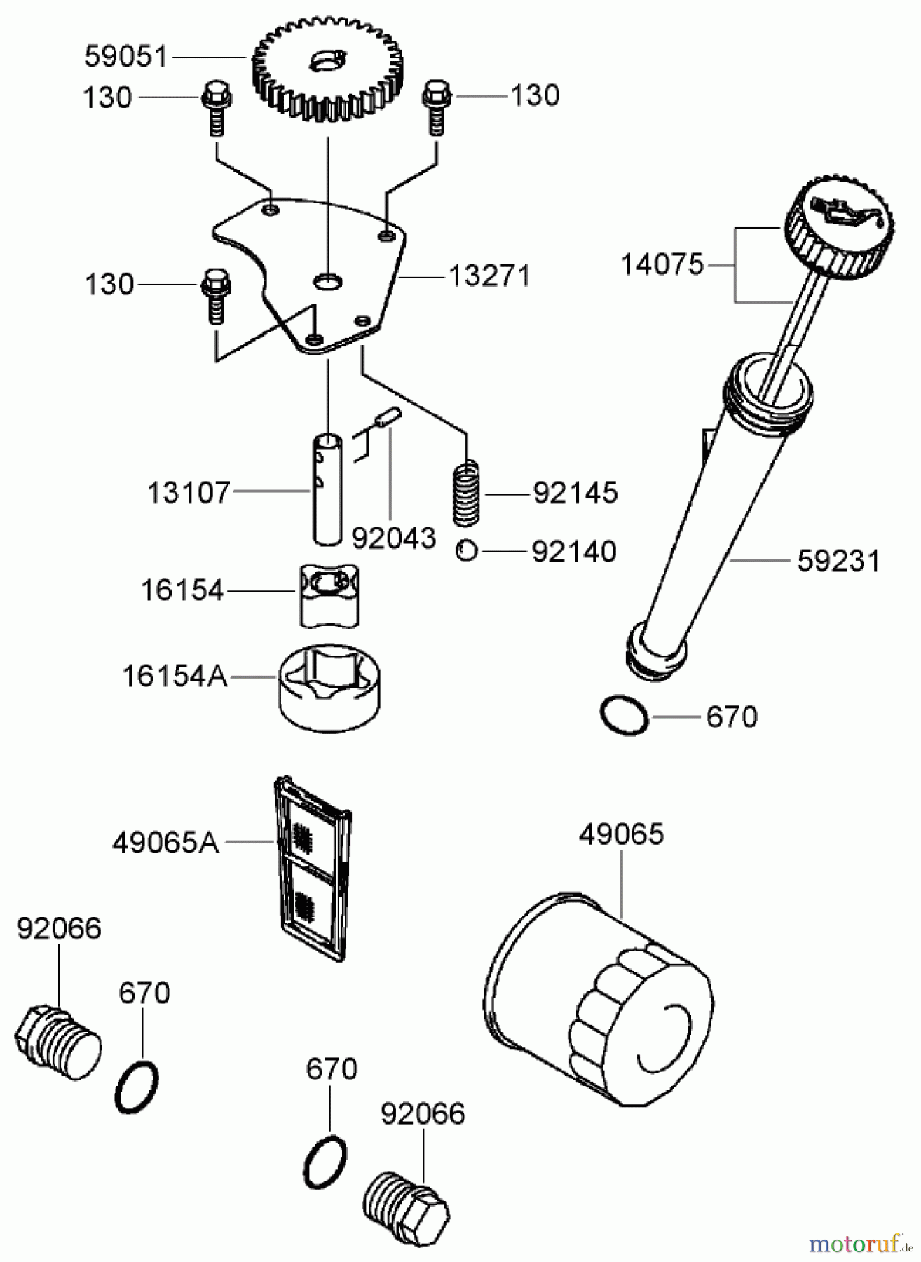  Zerto-Turn Mäher 74416TE (Z453) - Toro Z Master Mower, 132cm TURBO FORCE Side Discharge Deck (SN: 270002001 - 270999999) (2007) LUBRICATION EQUIPMENT ASSEMBLY KAWASAKI FH680V-DS21