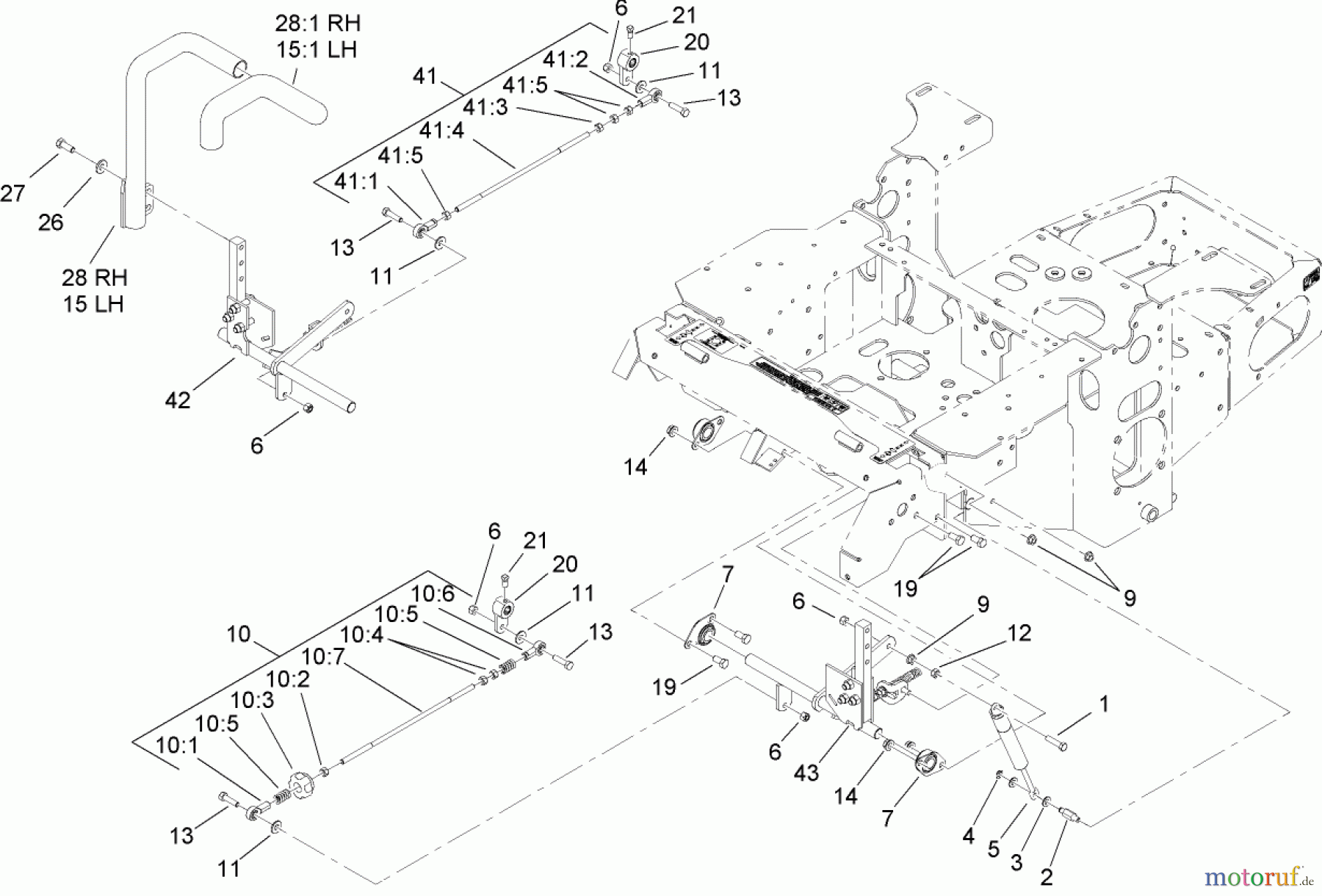  Zerto-Turn Mäher 74416TE (Z453) - Toro Z Master Mower, 132cm TURBO FORCE Side Discharge Deck (SN: 270002001 - 270999999) (2007) MOTION CONTROL ASSEMBLY