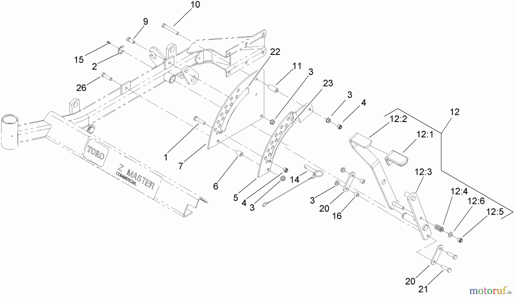  Zerto-Turn Mäher 74421TE (Z450) - Toro Z Master Mower, 122cm TURBO FORCE Side Discharge Deck (SN: 280000001 - 280999999) (2008) HEIGHT-OF-CUT ASSEMBLY