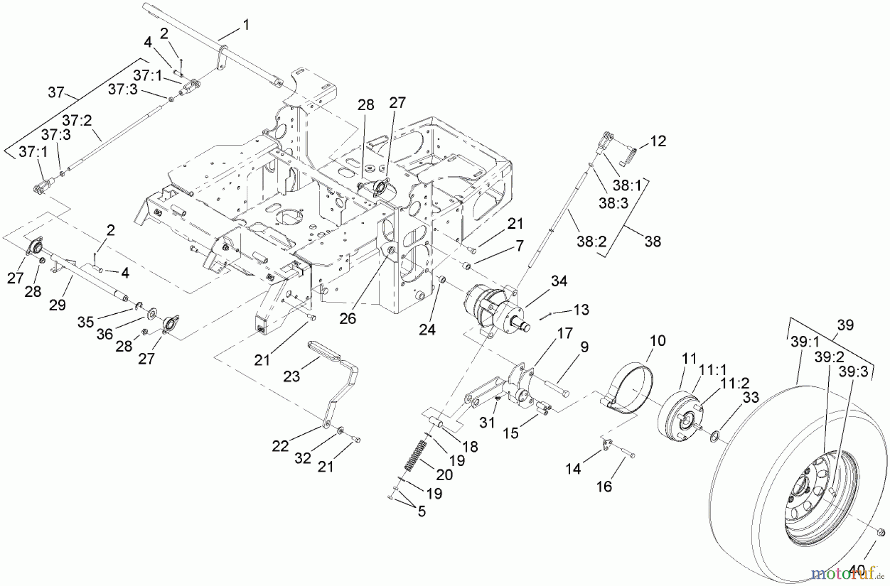  Zerto-Turn Mäher 74421TE (Z450) - Toro Z Master Mower, 122cm TURBO FORCE Side Discharge Deck (SN: 280000001 - 280999999) (2008) PARKING BRAKE ASSEMBLY