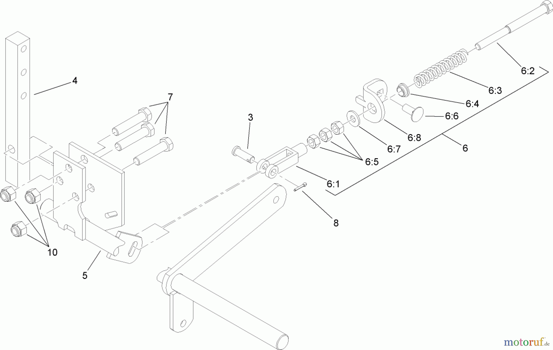  Zerto-Turn Mäher 74421TE (Z450) - Toro Z Master Mower, 122cm TURBO FORCE Side Discharge Deck (SN: 280000001 - 280999999) (2008) RH MOTION CONTROL ASSEMBLY NO. 109-3911