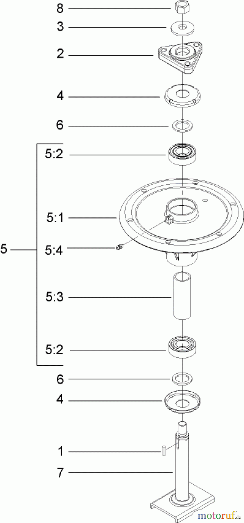  Zerto-Turn Mäher 74421TE (Z450) - Toro Z Master Mower, 122cm TURBO FORCE Side Discharge Deck (SN: 280000001 - 280999999) (2008) SPINDLE ASSEMBLY NO. 107-8504