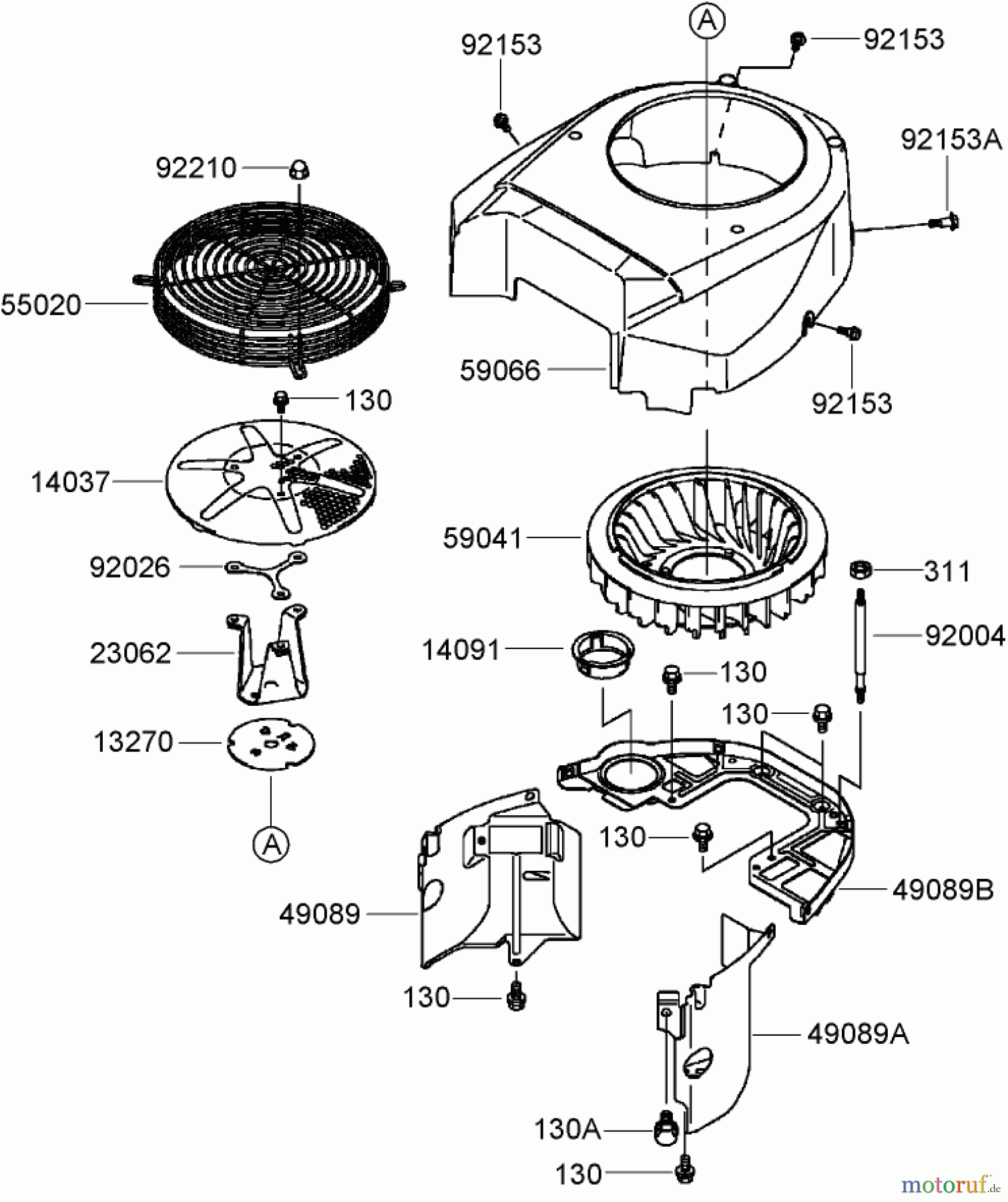  Zerto-Turn Mäher 74450TE (Z400) - Toro Z Master Mower, 122cm TURBO FORCE Side Discharge Deck (SN: 290000001 - 290999999) (2009) COOLING EQUIPMENT ASSEMBLY KAWASAKI FH641V-DS19-R