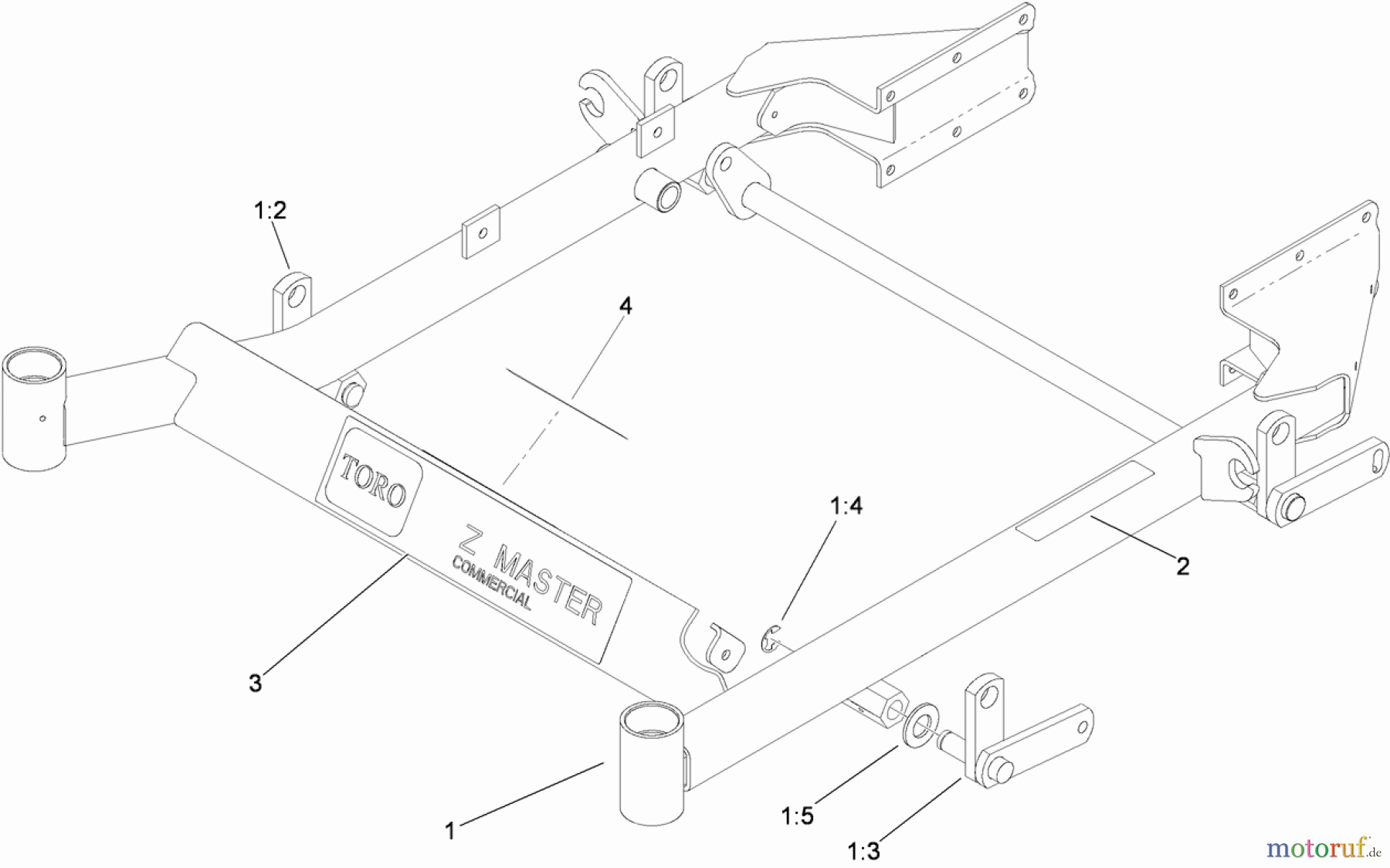  Zerto-Turn Mäher 74450TE (Z400) - Toro Z Master Mower, 122cm TURBO FORCE Side Discharge Deck (SN: 290000001 - 290999999) (2009) FRONT FRAME ASSEMBLY NO. 108-5042