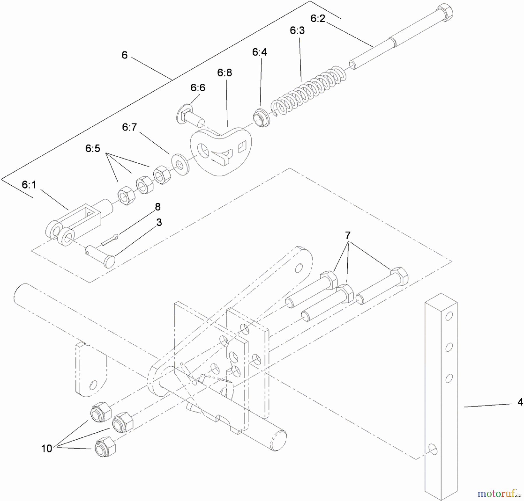  Zerto-Turn Mäher 74450TE (Z400) - Toro Z Master Mower, 122cm TURBO FORCE Side Discharge Deck (SN: 310000001 - 310999999) (2010) LH MOTION CONTROL ASSEMBLY NO. 109-3912