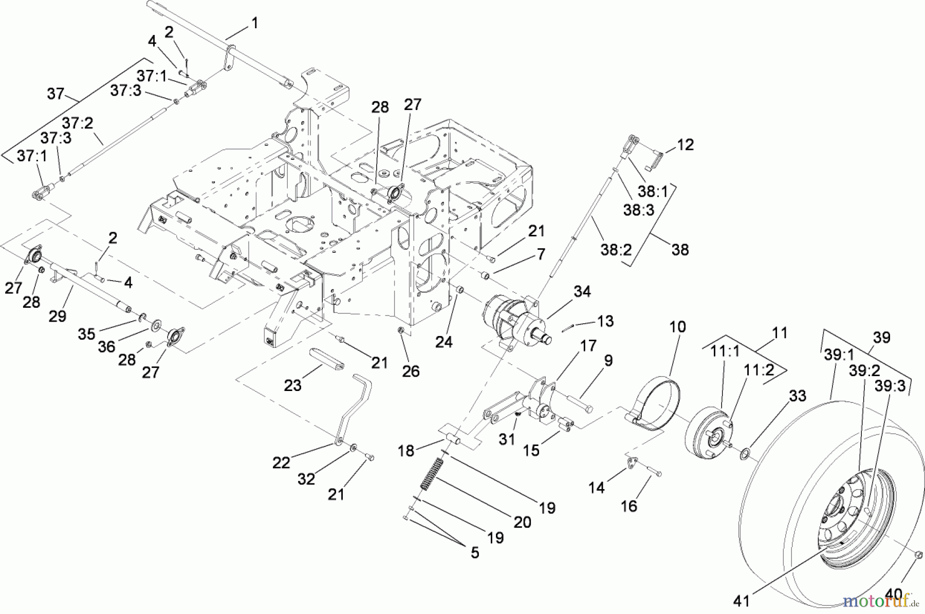  Zerto-Turn Mäher 74450TE (Z400) - Toro Z Master Mower, 122cm TURBO FORCE Side Discharge Deck (SN: 310000001 - 310999999) (2010) PARKING BRAKE ASSEMBLY