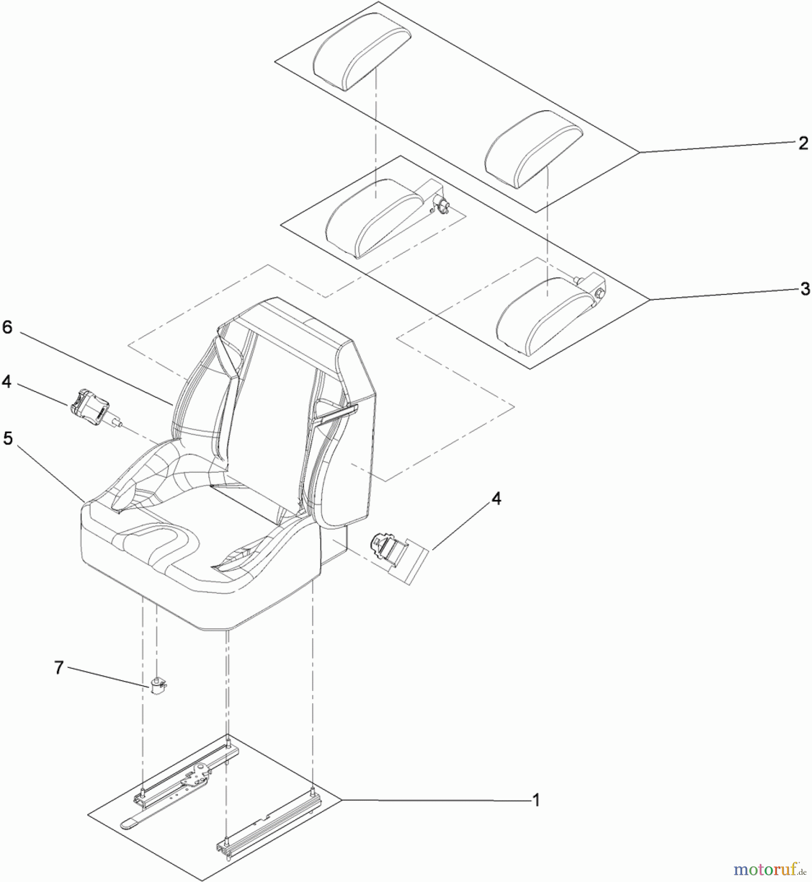  Zerto-Turn Mäher 74450TE (Z400) - Toro Z Master Mower, 122cm TURBO FORCE Side Discharge Deck (SN: 310000001 - 310999999) (2010) SEAT ASSEMBLY NO. 116-0035