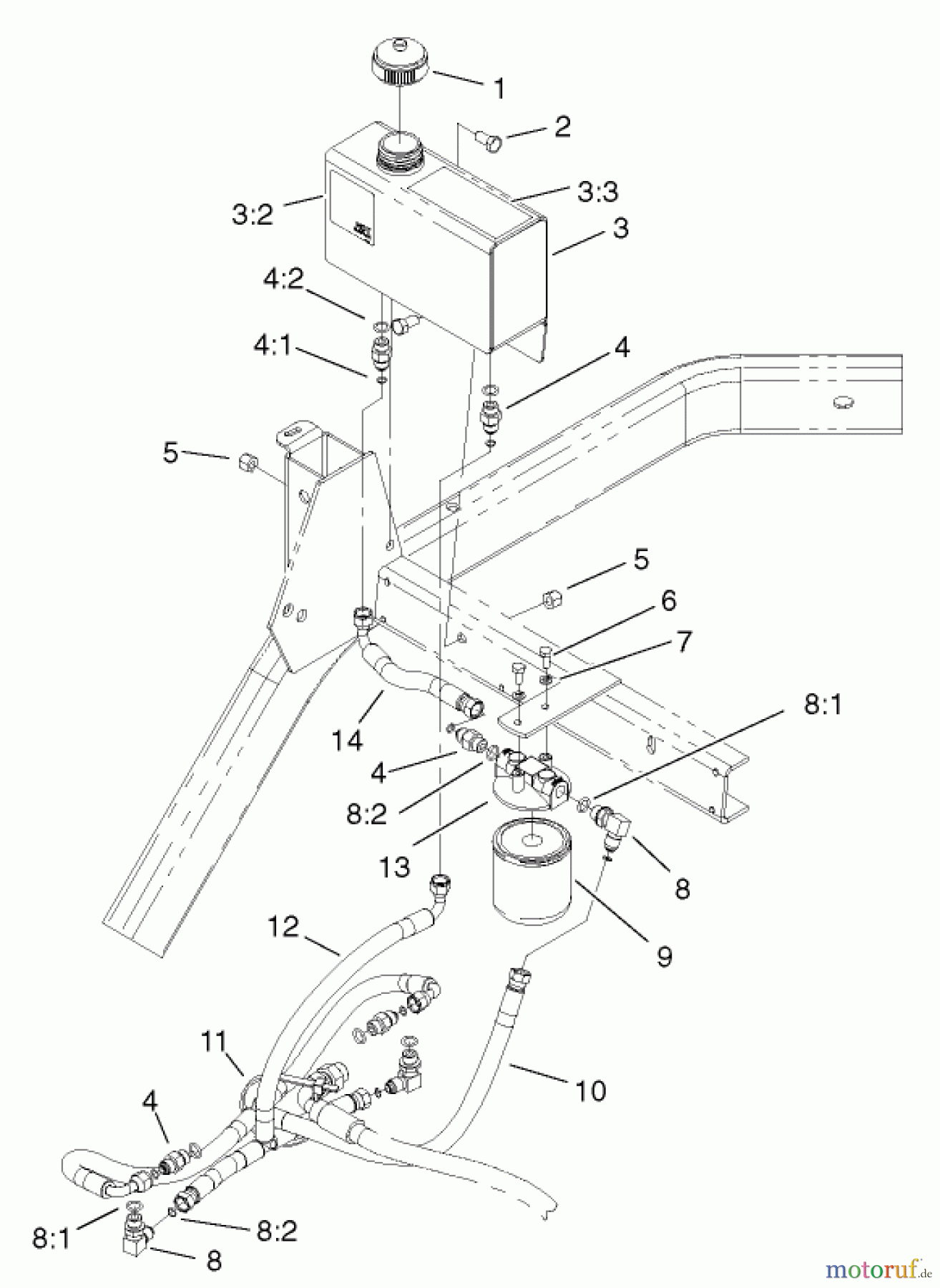  Zerto-Turn Mäher 74804TE (Z350) - Toro Z Master, 122cm Mower and Bagger (SN: 220000001 - 220999999) (2002) HYDRAULIC #1 ASSEMBLY