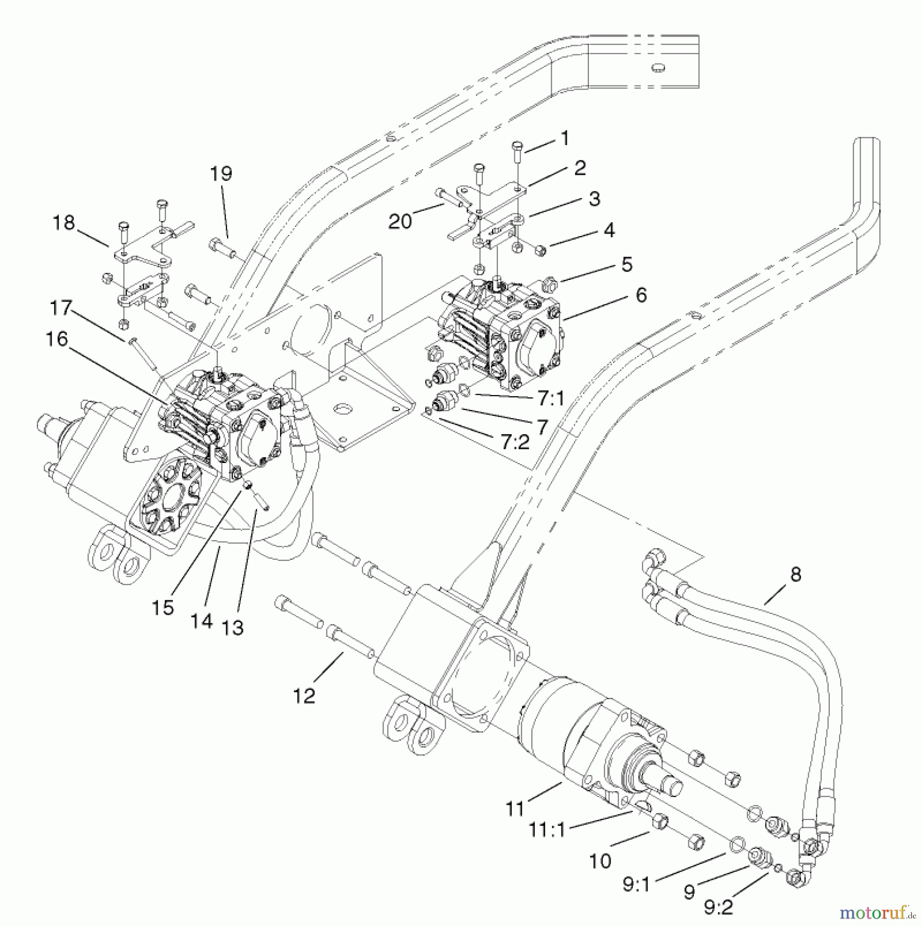  Zerto-Turn Mäher 74804TE (Z350) - Toro Z Master, 122cm Mower and Bagger (SN: 220000001 - 220999999) (2002) HYDRAULIC #2 ASSEMBLY