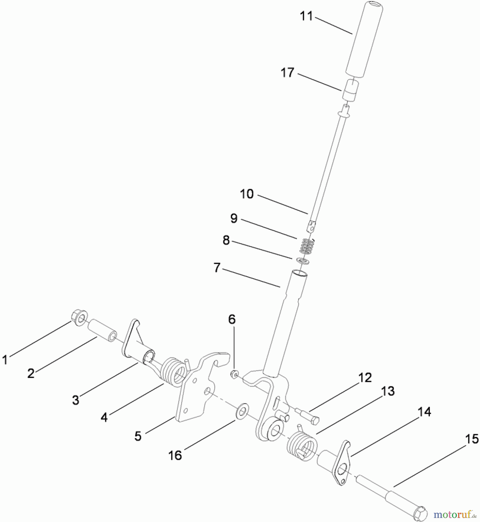  Zerto-Turn Mäher 74923TE - Toro Z Master G3 Riding Mower, 132cm TURBO FORCE Side Discharge Deck (SN: 290000001 - 290999999) (2009) BRAKE HANDLE ASSEMBLY NO. 117-0383