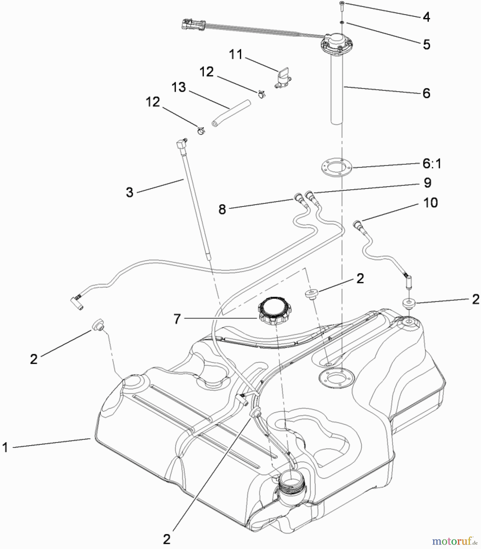  Zerto-Turn Mäher 74923TE - Toro Z Master G3 Riding Mower, 132cm TURBO FORCE Side Discharge Deck (SN: 290000001 - 290999999) (2009) FUEL TANK ASSEMBLY NO. 109-9357