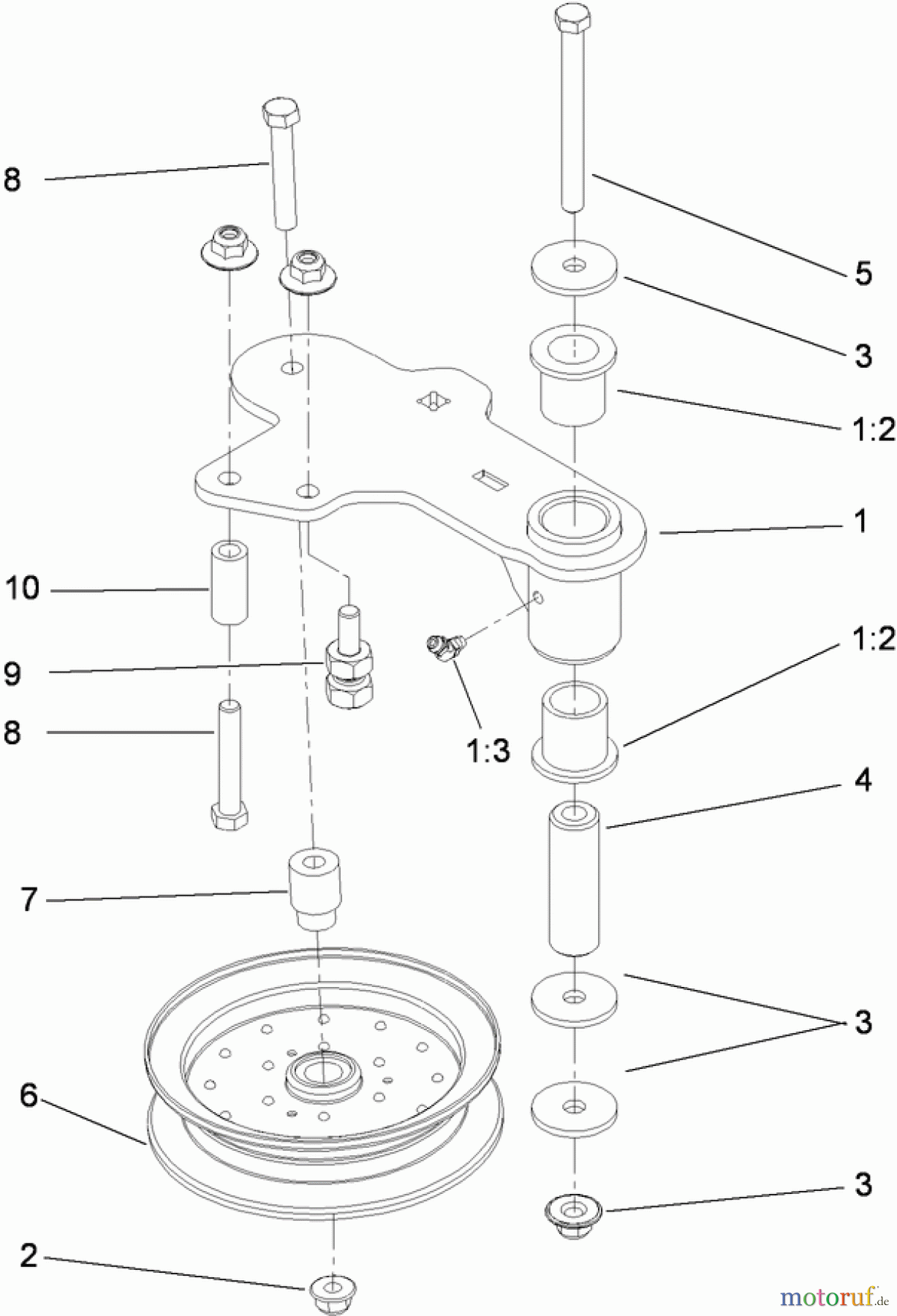  Zerto-Turn Mäher 74923TE - Toro Z Master G3 Riding Mower, 132cm TURBO FORCE Side Discharge Deck (SN: 290000001 - 290999999) (2009) IDLER ASSEMBLY