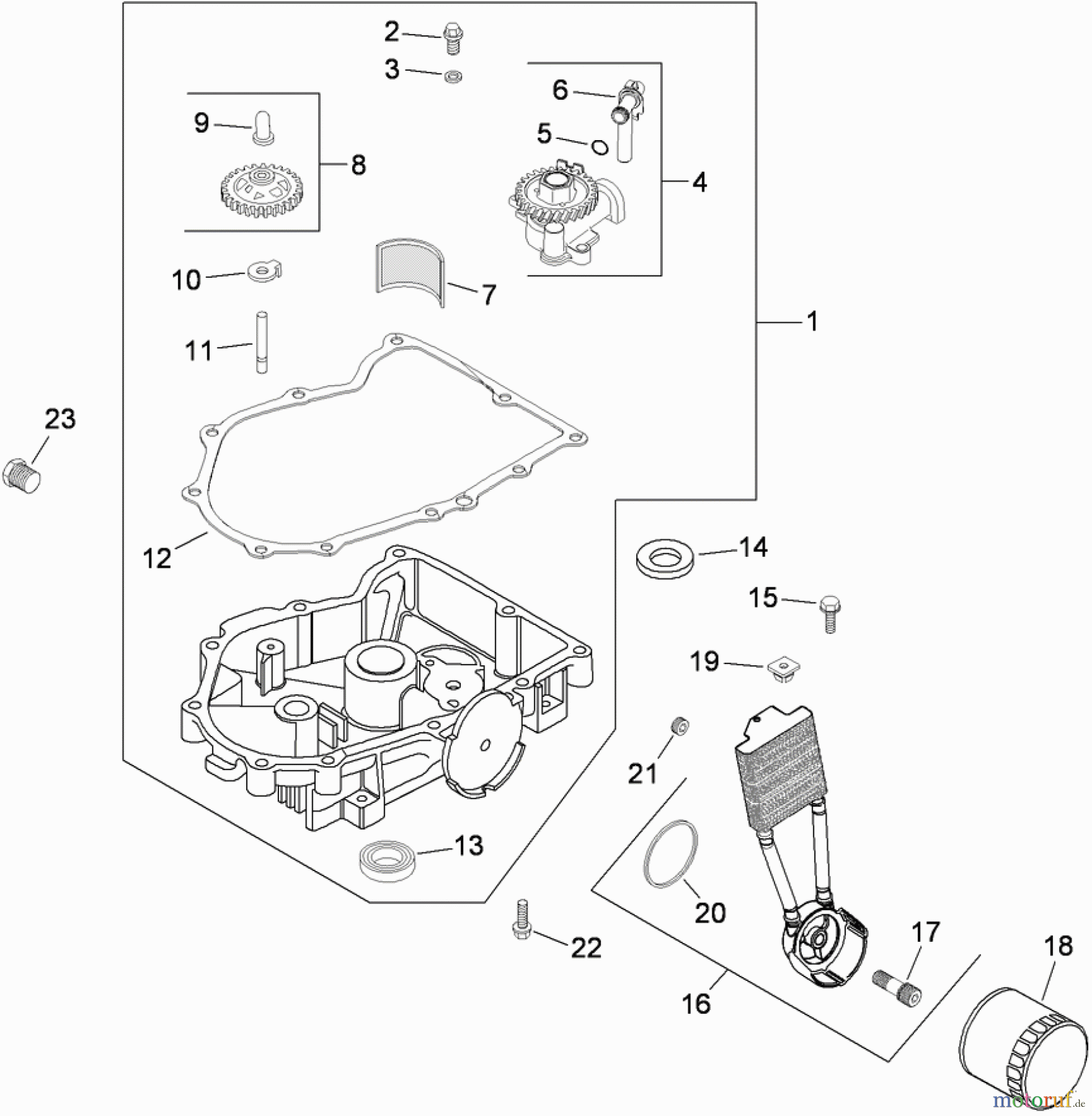  Zerto-Turn Mäher 74923TE - Toro Z Master G3 Riding Mower, 132cm TURBO FORCE Side Discharge Deck (SN: 290000001 - 290999999) (2009) OIL PAN AND LUBRICATION ASSEMBLY KOHLER CV730-3118