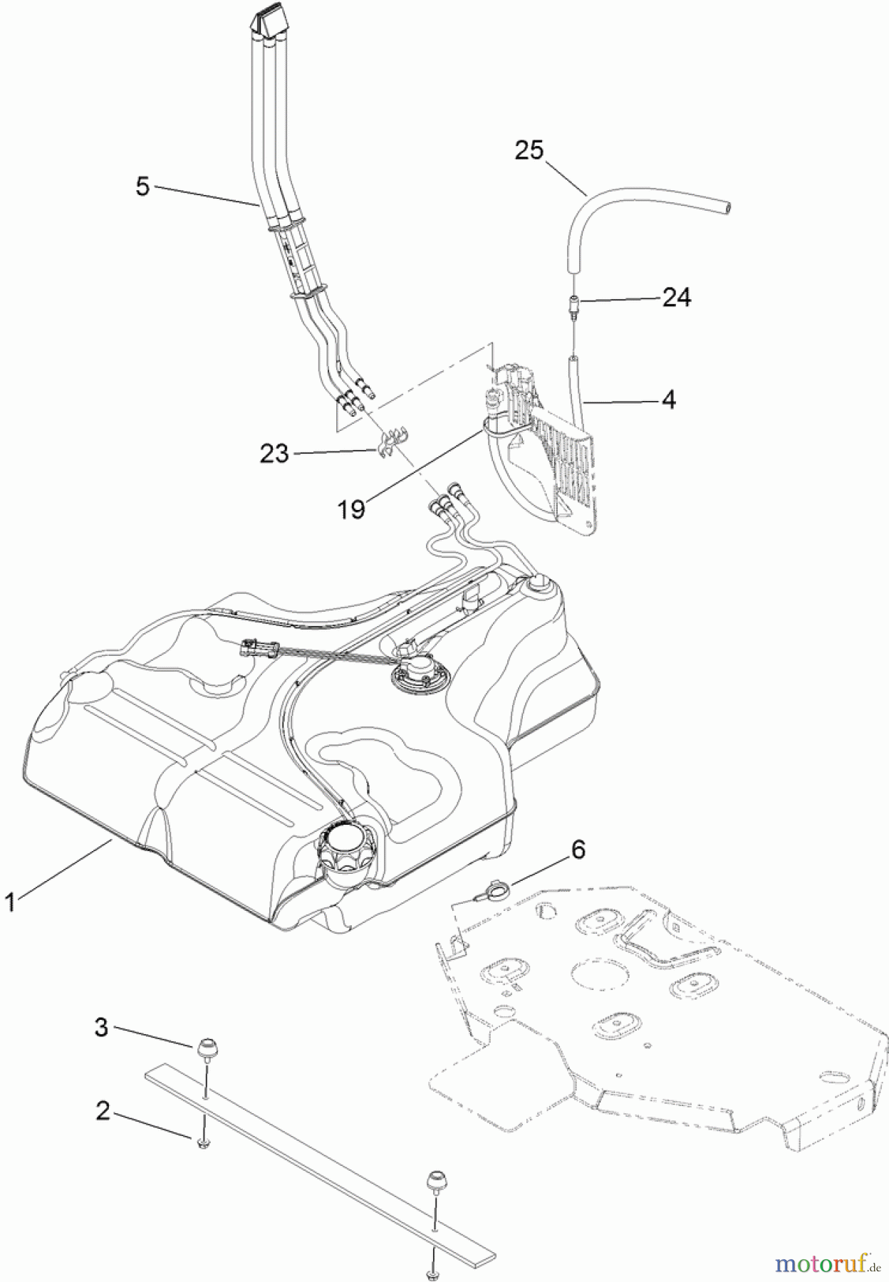  Zerto-Turn Mäher 74923TE - Toro Z Master G3 Riding Mower, 132cm TURBO FORCE Side Discharge Deck (SN: 311000001 - 311999999) (2011) FUEL TANK MOUNTING ASSEMBLY