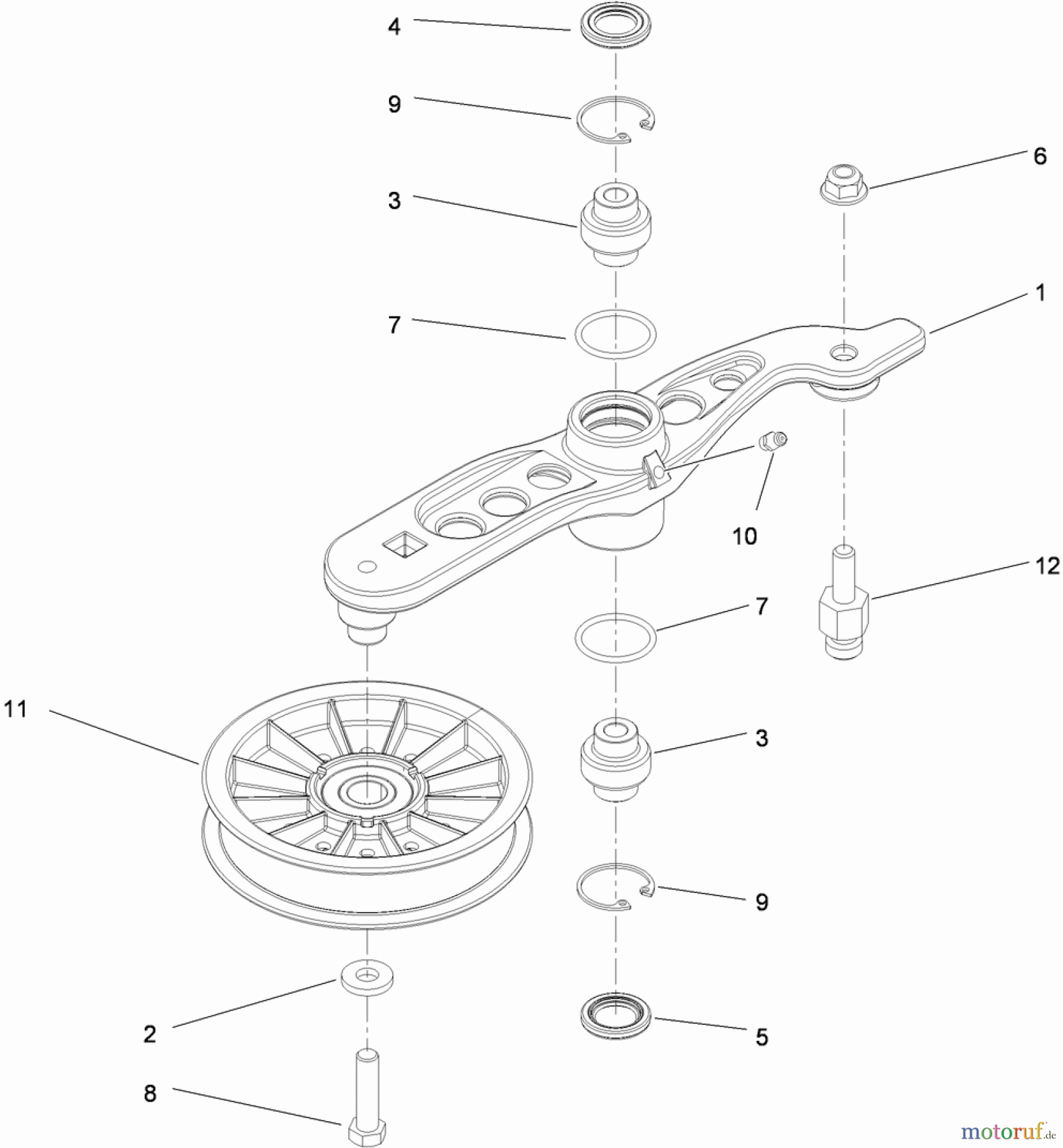  Zerto-Turn Mäher 74923TE - Toro Z Master G3 Riding Mower, 132cm TURBO FORCE Side Discharge Deck (SN: 311000001 - 311999999) (2011) PUMP IDLER ASSEMBLY NO. 116-1255