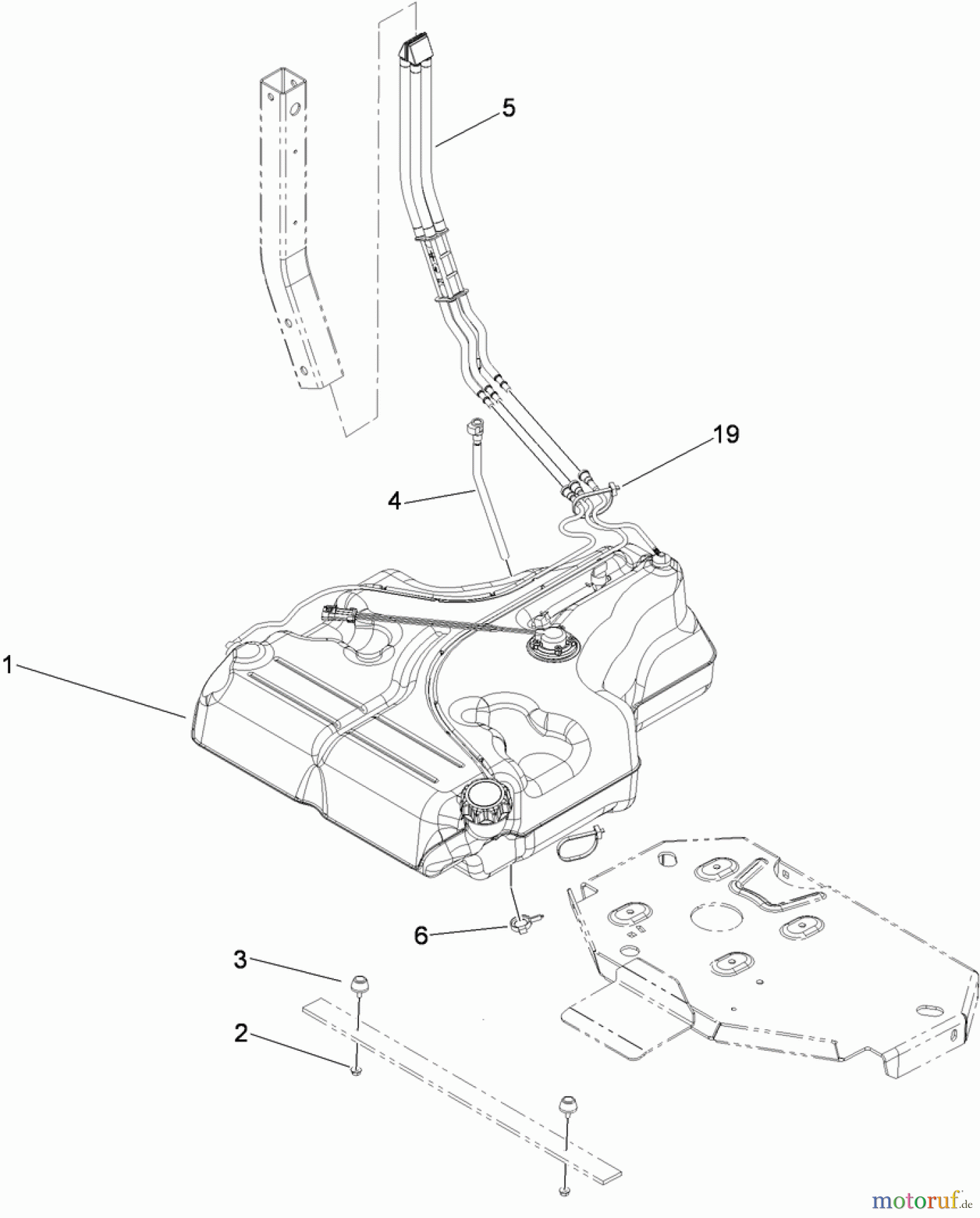  Zerto-Turn Mäher 74925TE - Toro Z Master G3 Riding Mower, 152cm TURBO FORCE Side Discharge Deck (SN: 310000001 - 310999999) (2010) FUEL SYSTEM ASSEMBLY