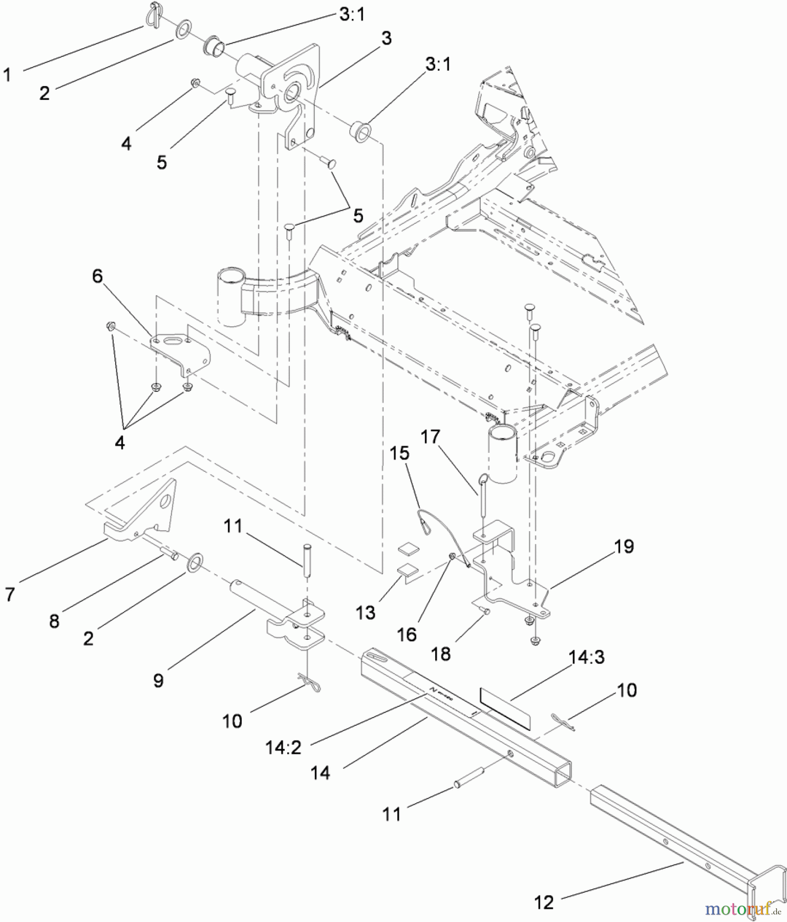  Zerto-Turn Mäher 74925TE - Toro Z Master G3 Riding Mower, 152cm TURBO FORCE Side Discharge Deck (SN: 310000001 - 310999999) (2010) Z STAND ASSEMBLY