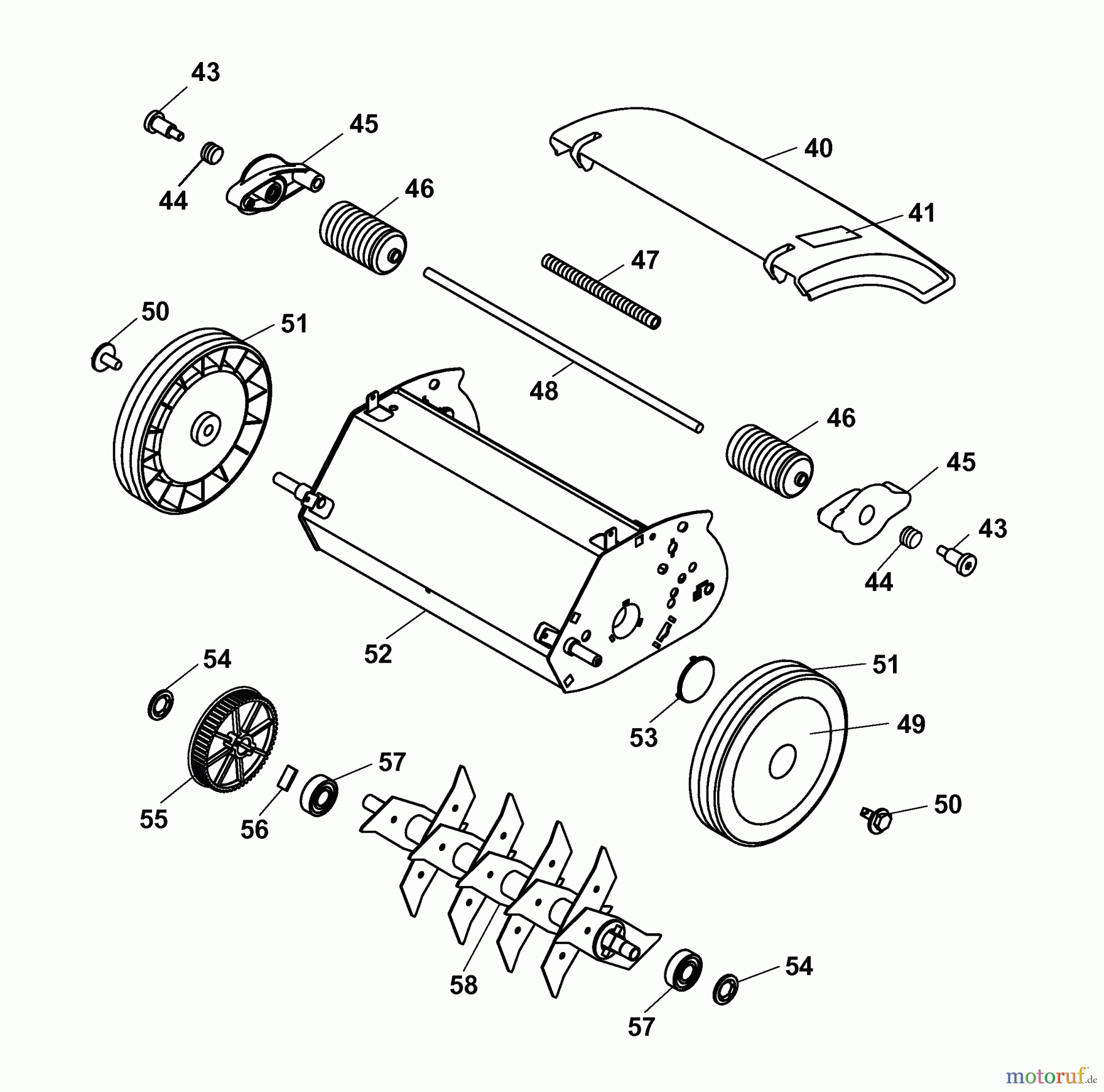  Wolf-Garten Electric verticutter UV 28 EV 3615003 Series A  (2003) Rotor, Wheels